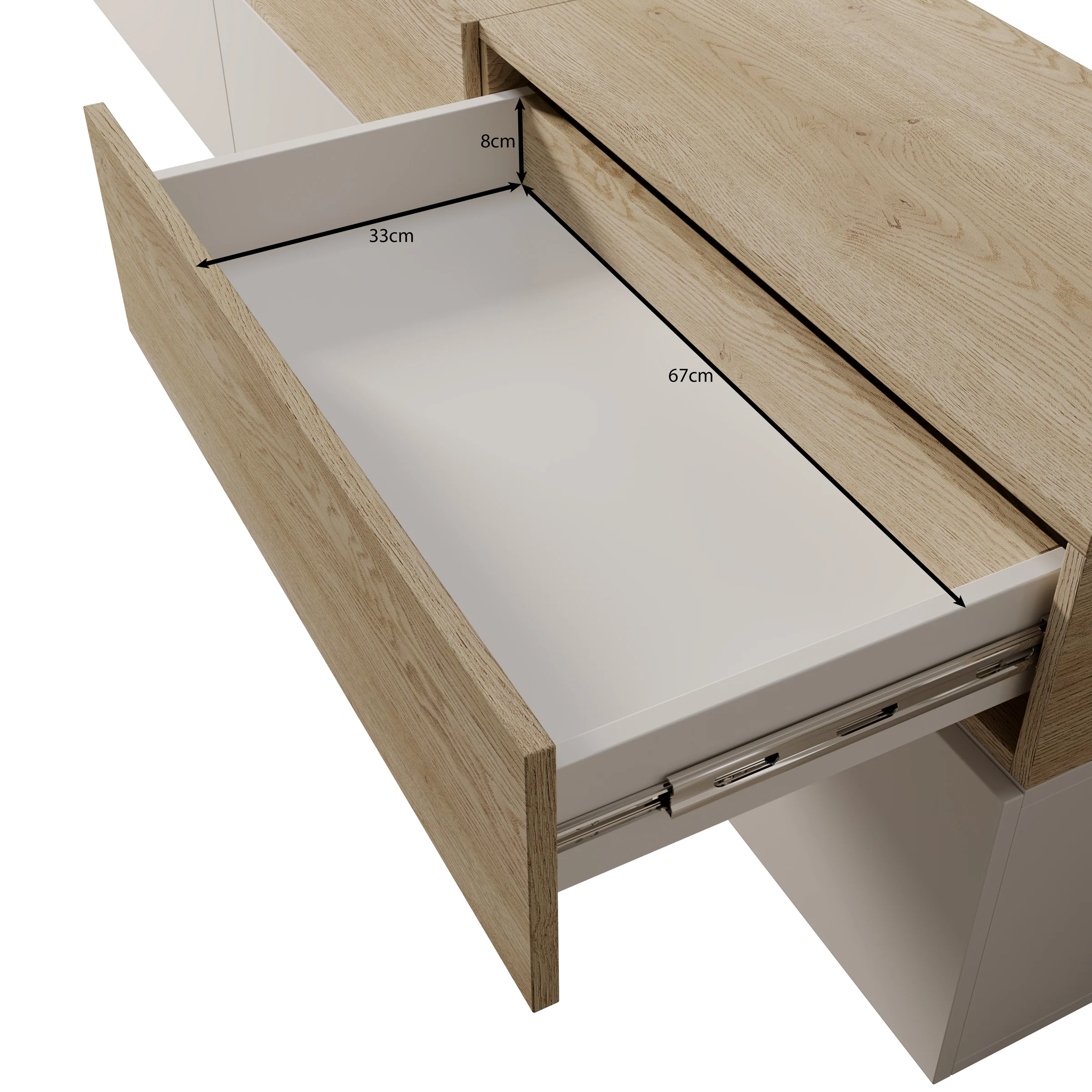 Nobu - Wandmeubel - Wit/Eikenpatroon - 300x40x209 cm - Image 7