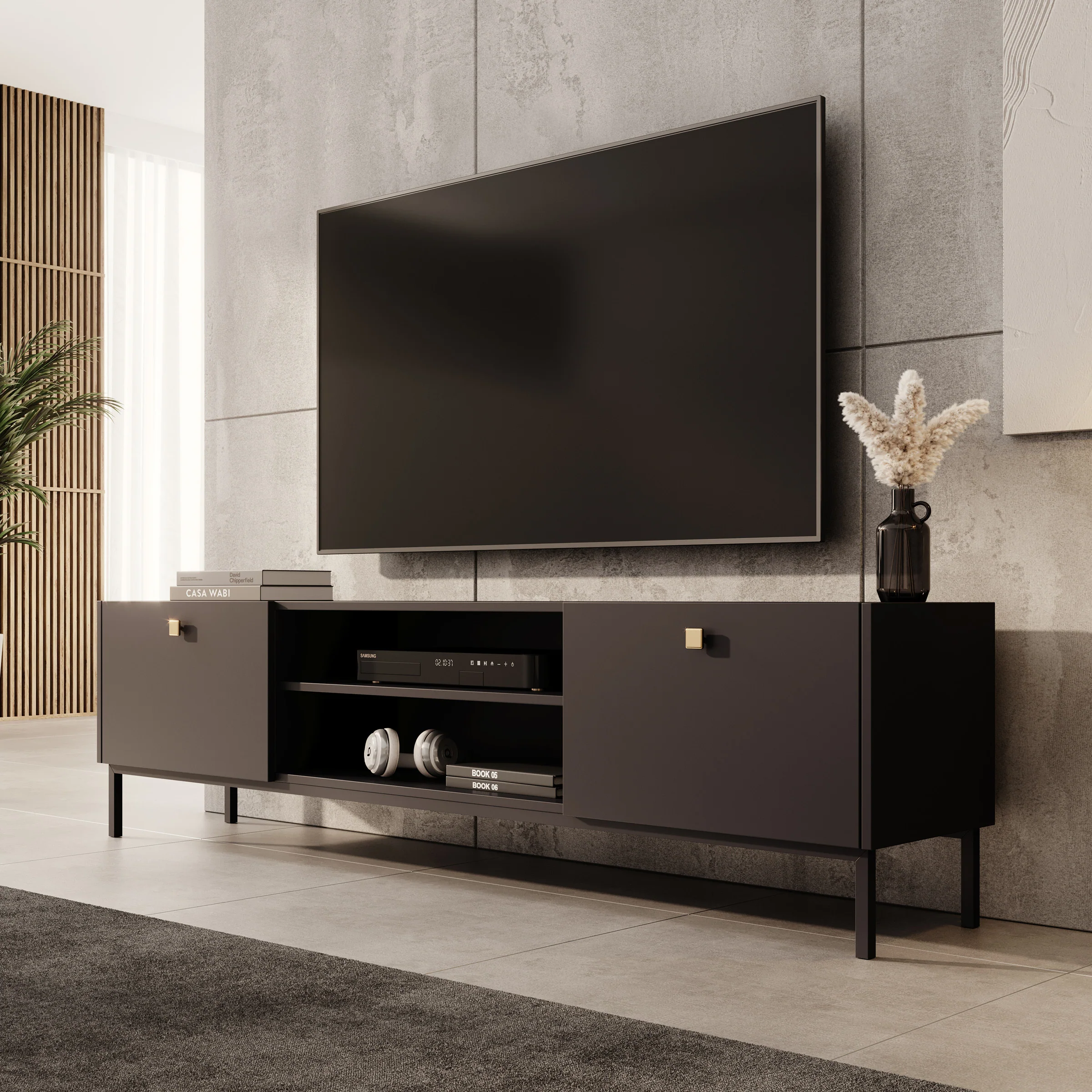 Norment - TV-Meubel - Zwart - 180x32x48 cm