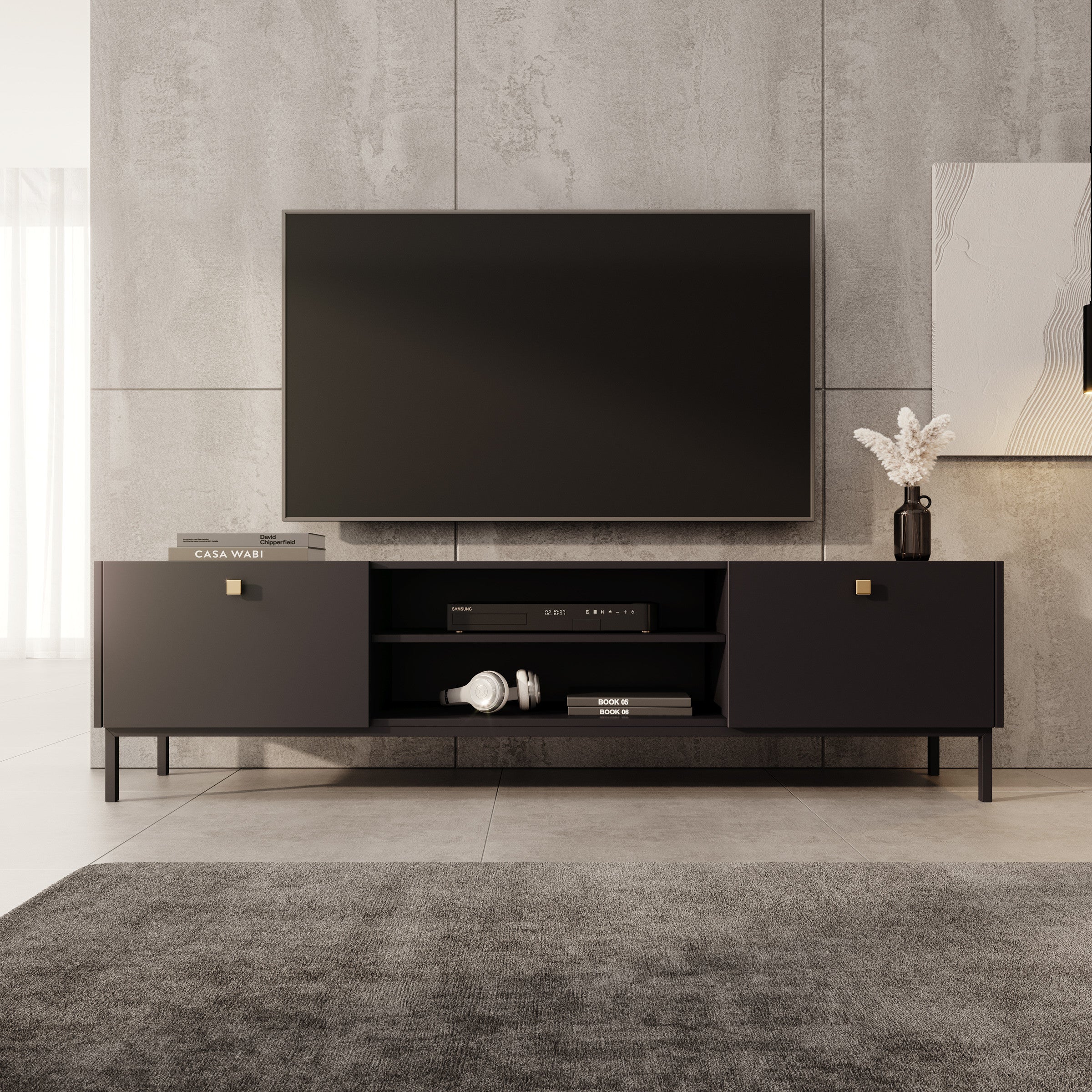 Norment - TV-Meubel - Zwart - 180x32x48 cm - Image 3