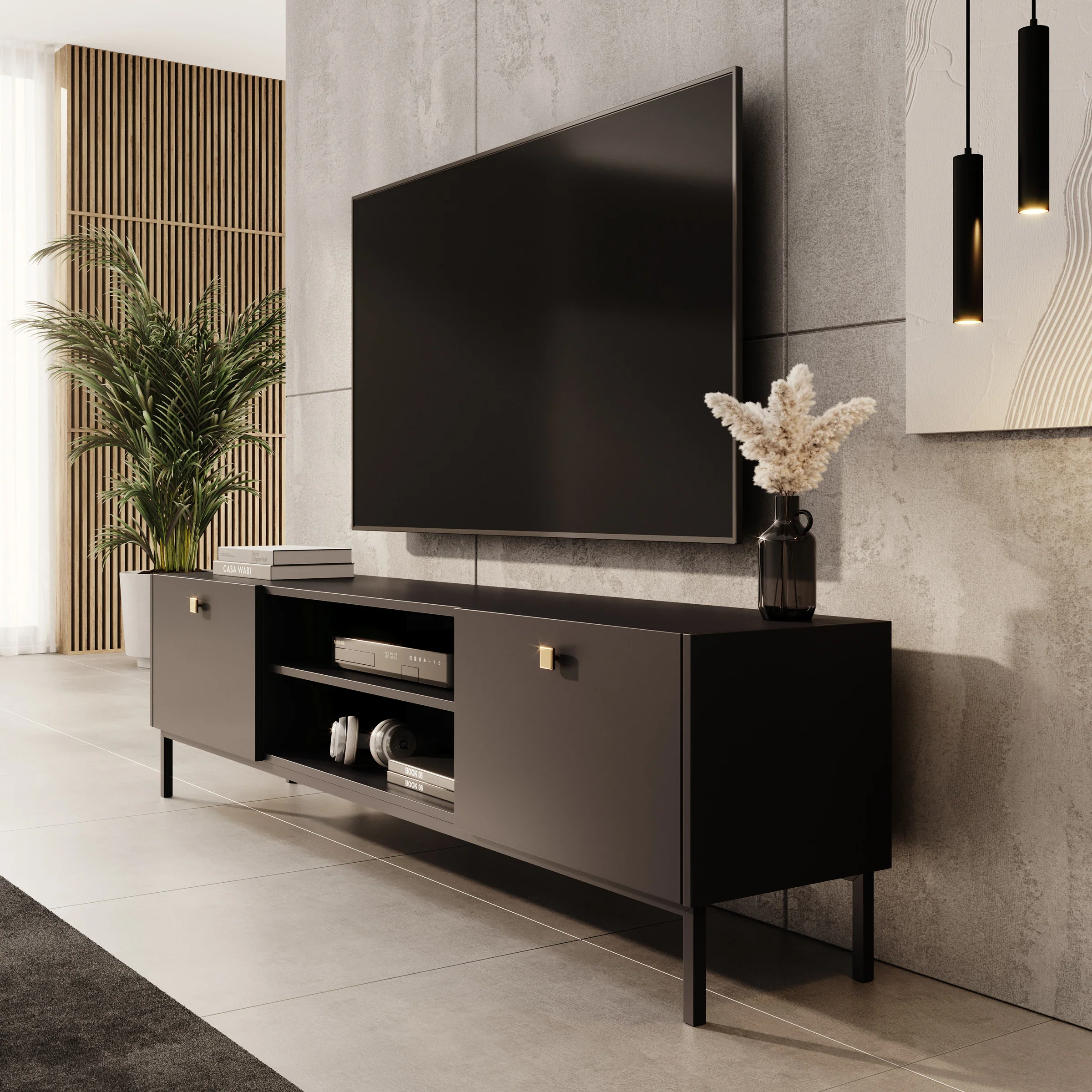 Norment - TV-Meubel - Zwart - 180x32x48 cm - Image 4