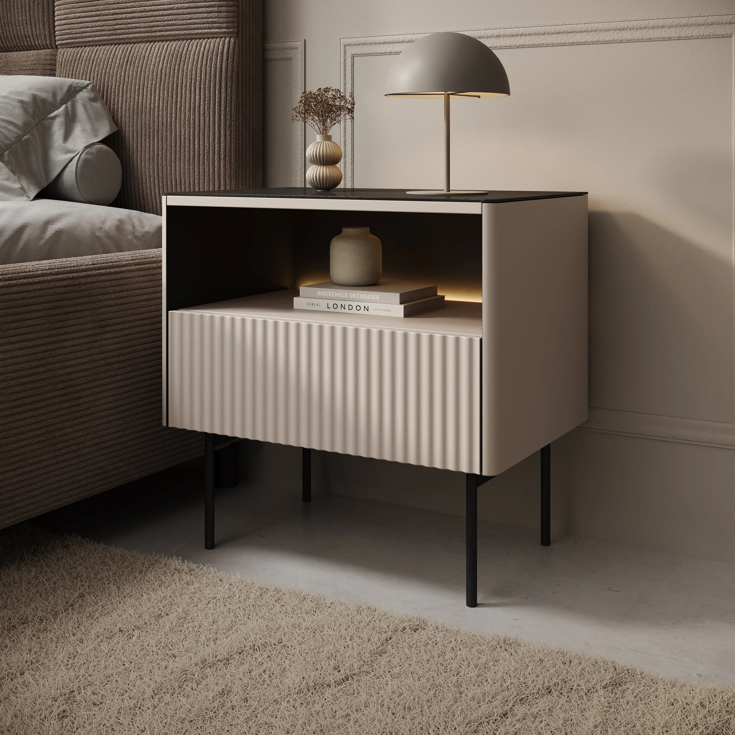Okari - Nachtkastje - Beige - 57x39x57 cm