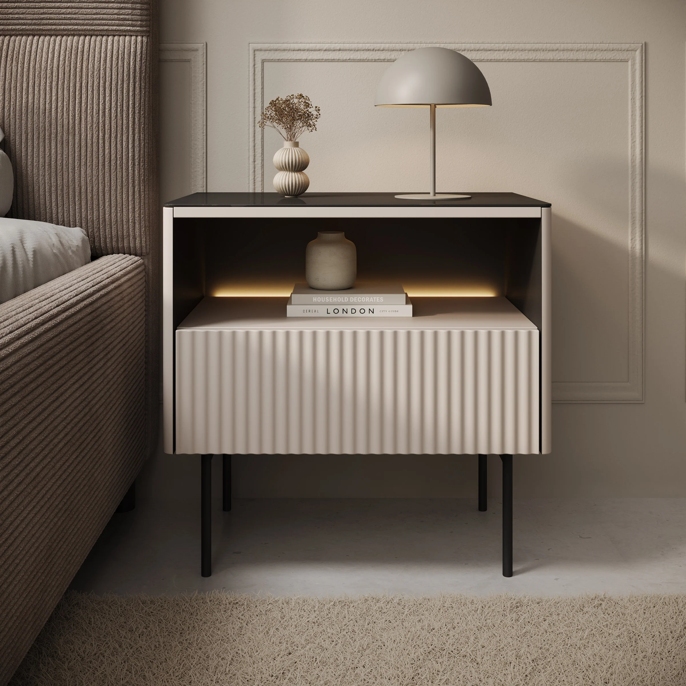 Okari - Nachtkastje - Beige - 57x39x57 cm - Image 3