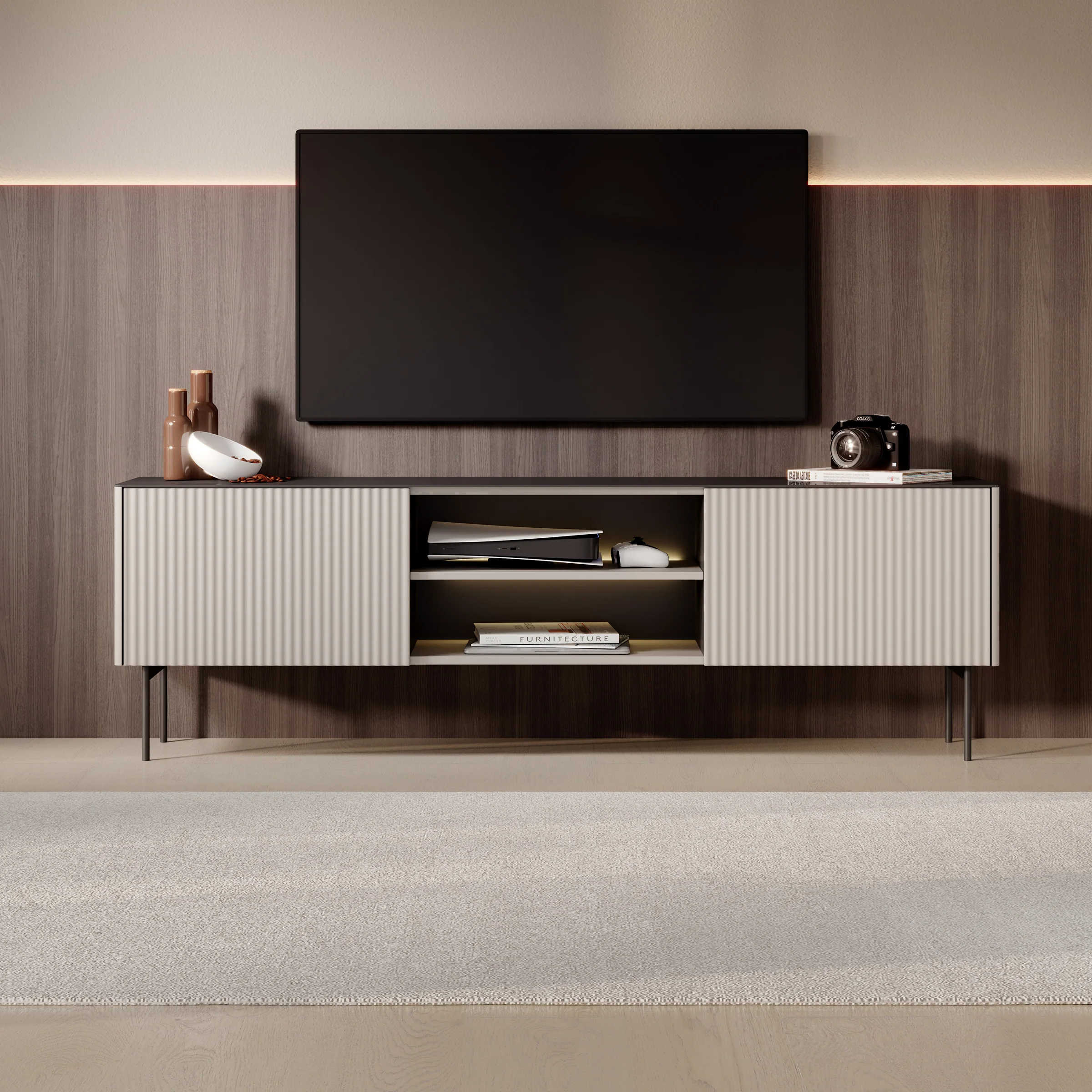 Okari - TV-Meubel - Beige - 180x39x57 cm - Image 3