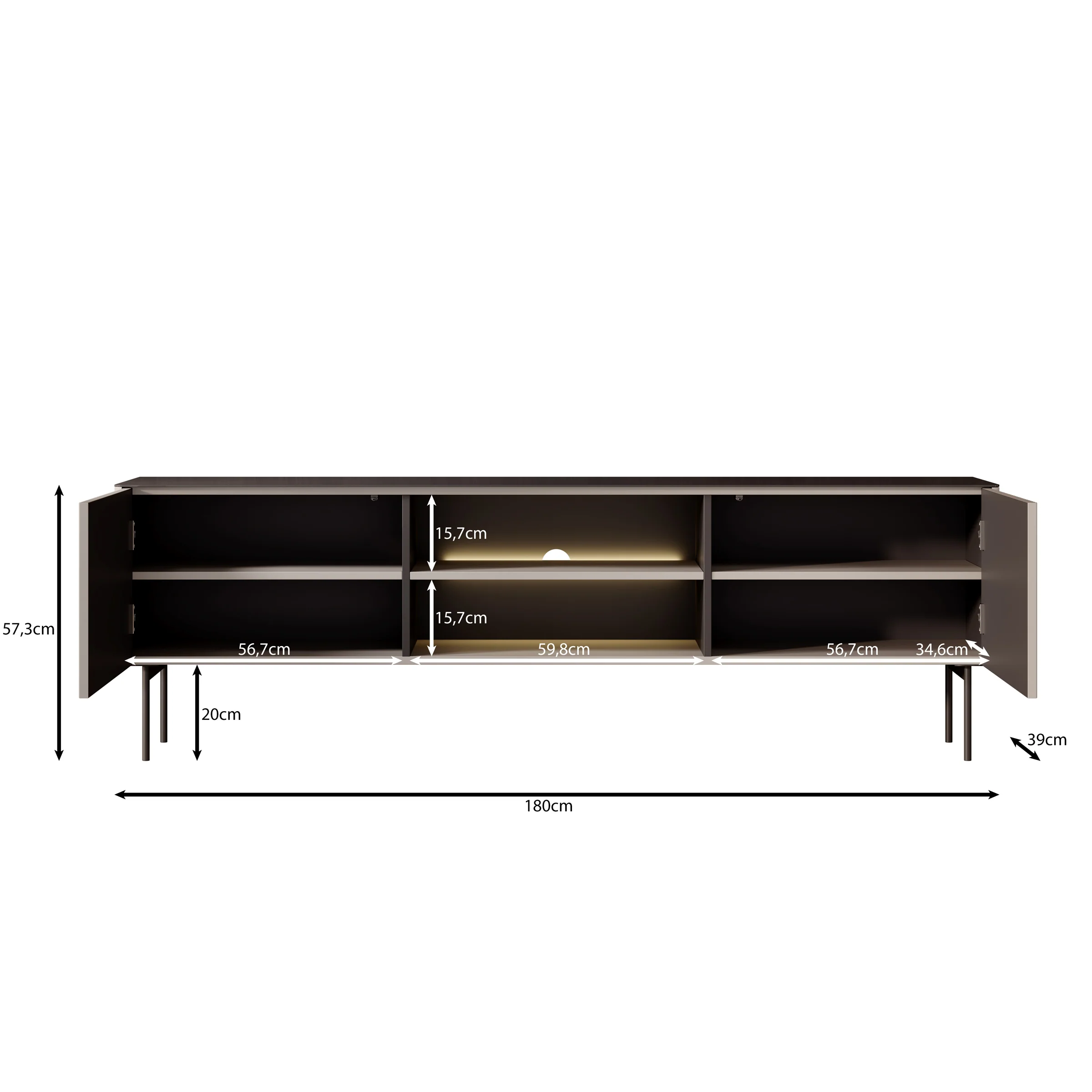Okari - TV-Meubel - Beige - 180x39x57 cm - Image 5