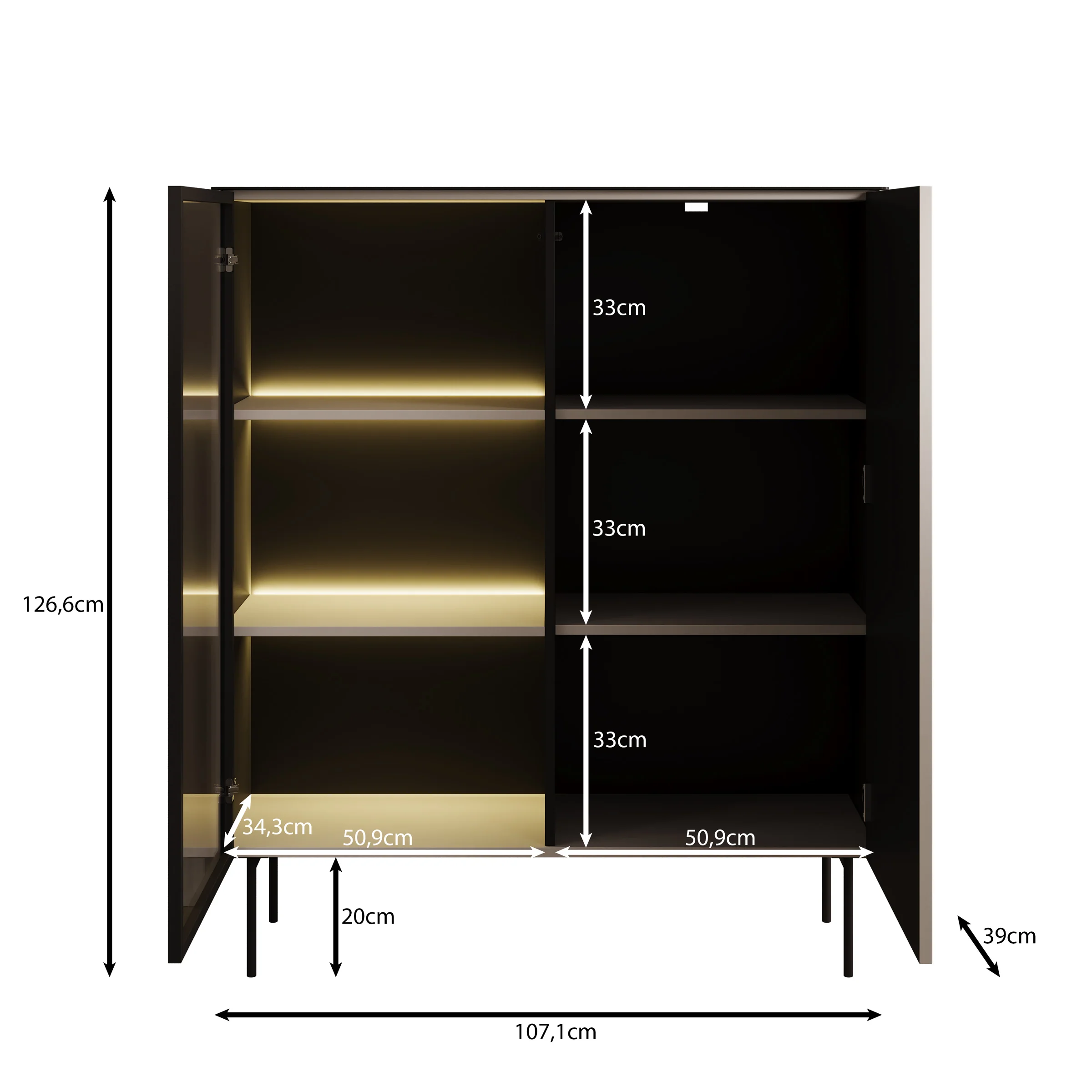 Okari - Vitrinekast - Eikenpatroon - 107x39x127 cm - Image 5