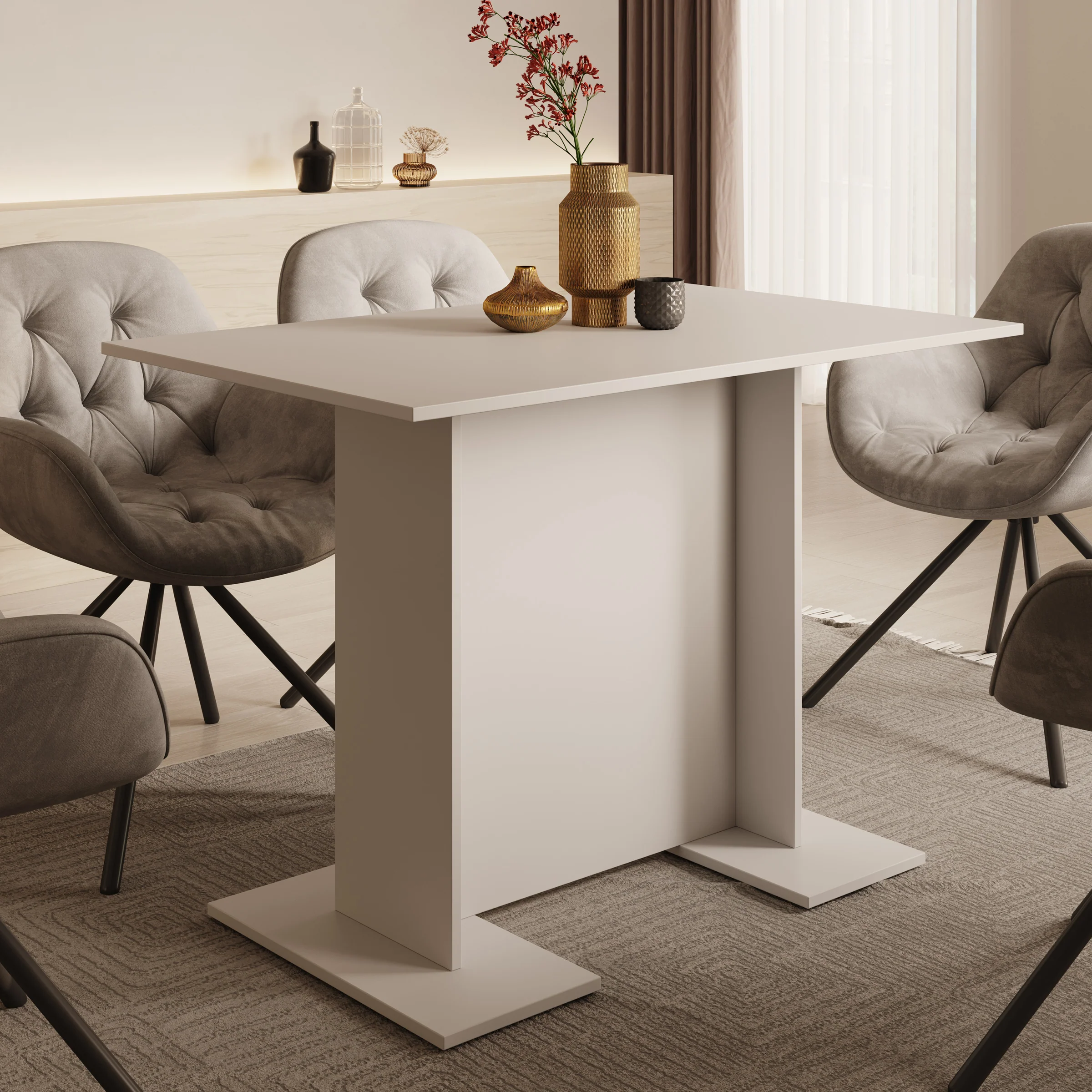 Oliver - Eetkamertafel - Wit - 108x67x76 cm