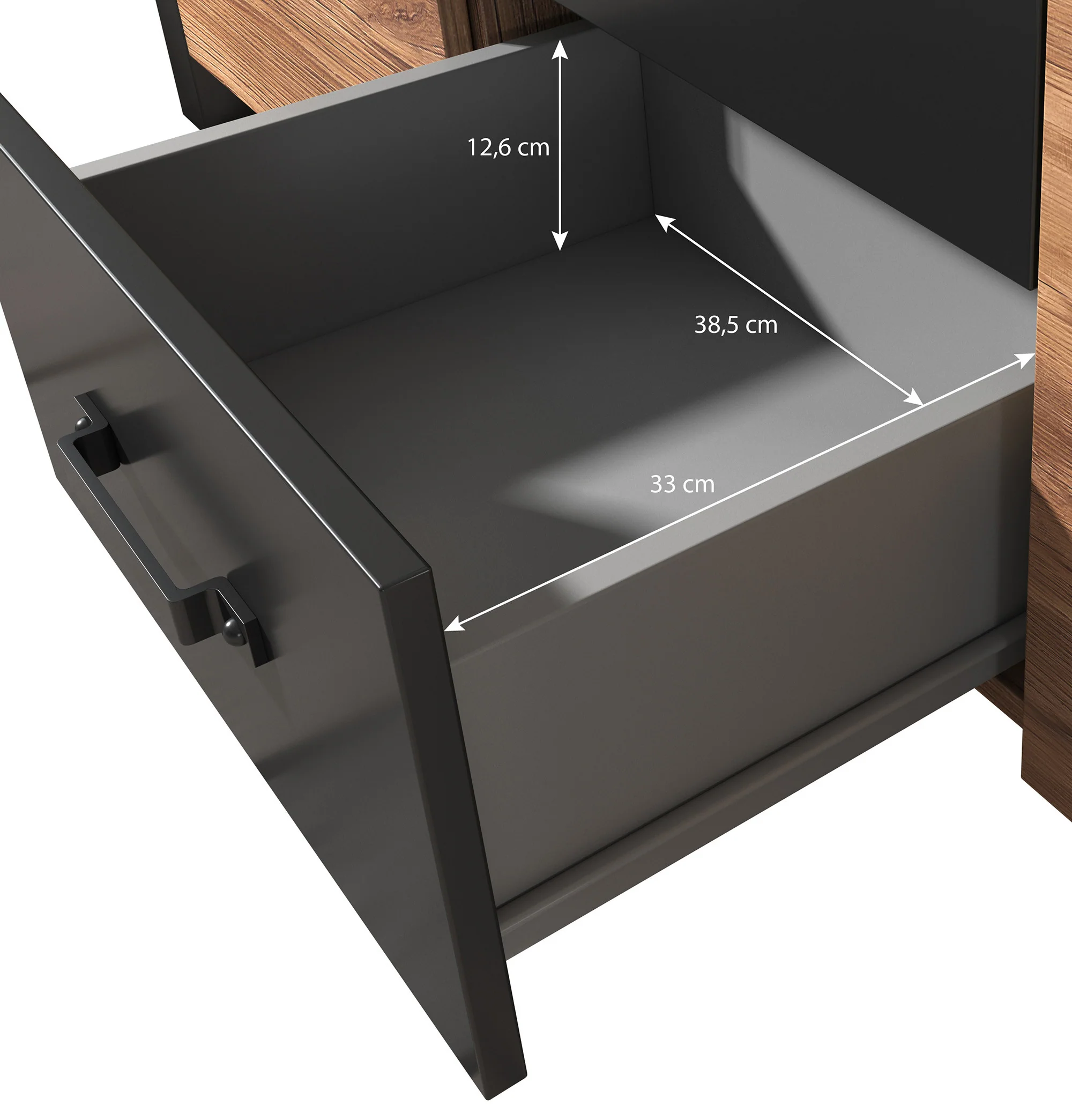 Olivia - Dressoir - Zwart/eiken - 147x43x79 cm - Image 6