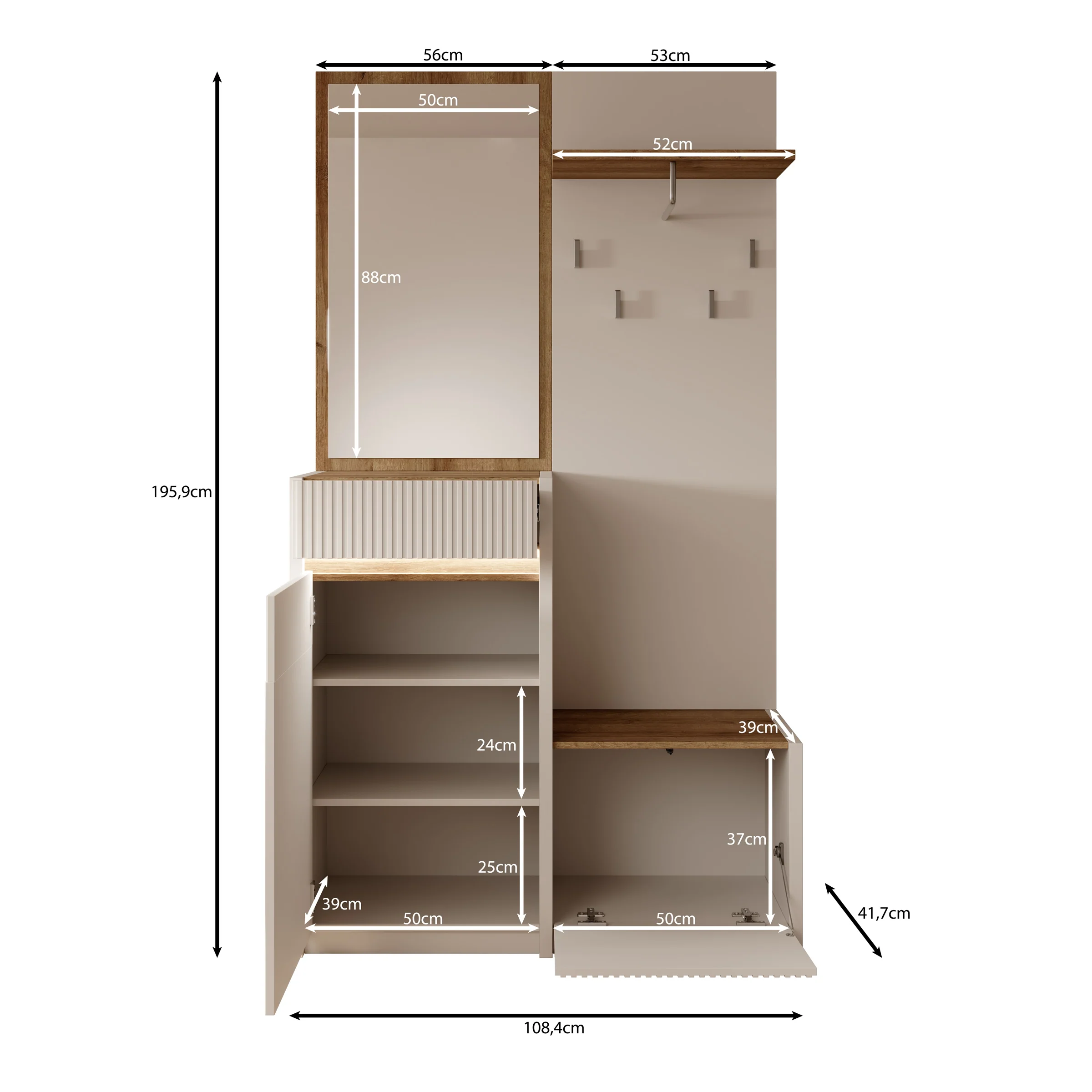Orenzo - Kapstok - Beige - 108x42x196 cm - Image 5