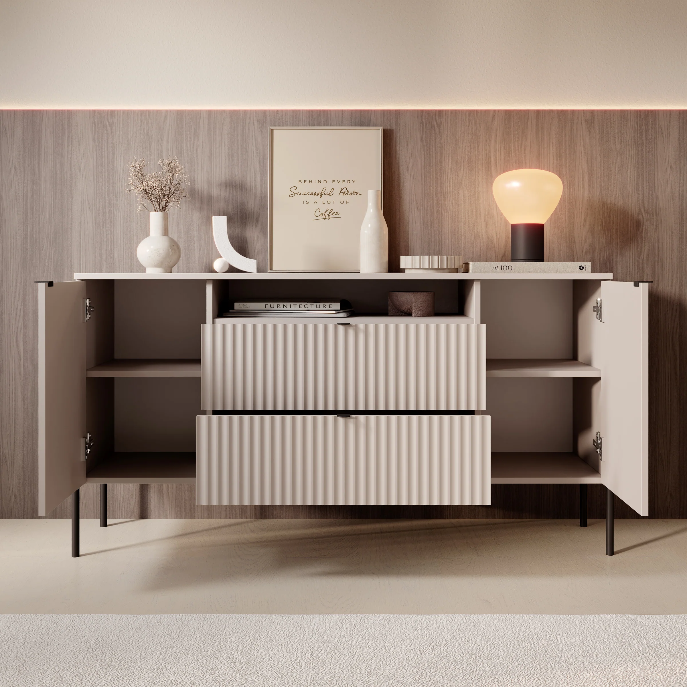 Oriya - Dressoir - Beige - 140x40x75 cm - Image 2