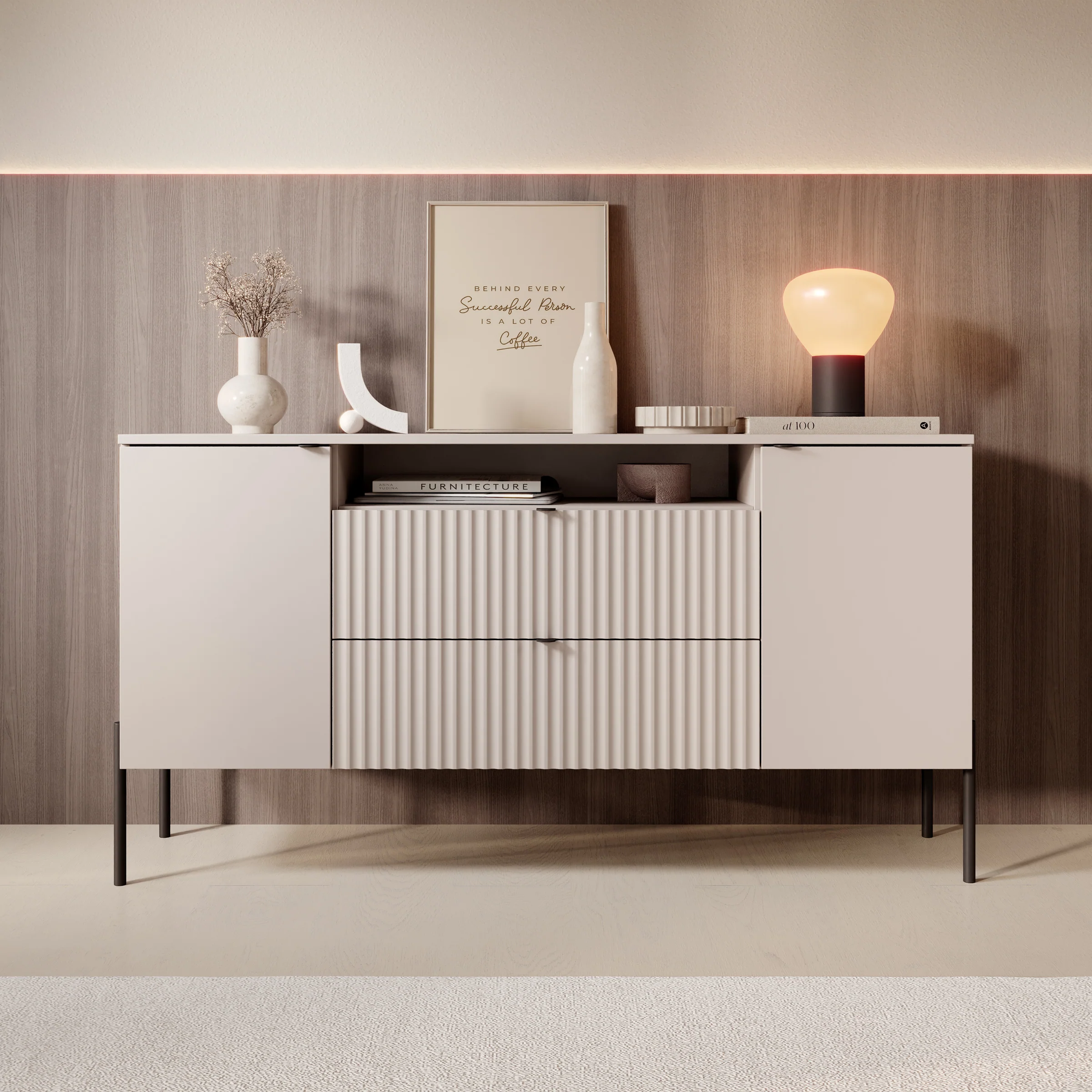Oriya - Dressoir - Beige - 140x40x75 cm - Image 3