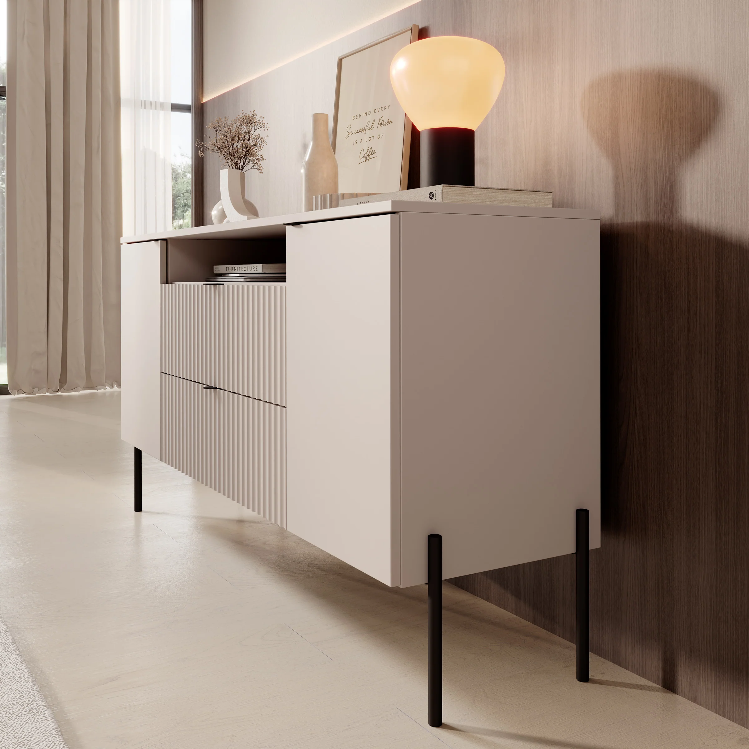 Oriya - Dressoir - Beige - 140x40x75 cm - Image 4