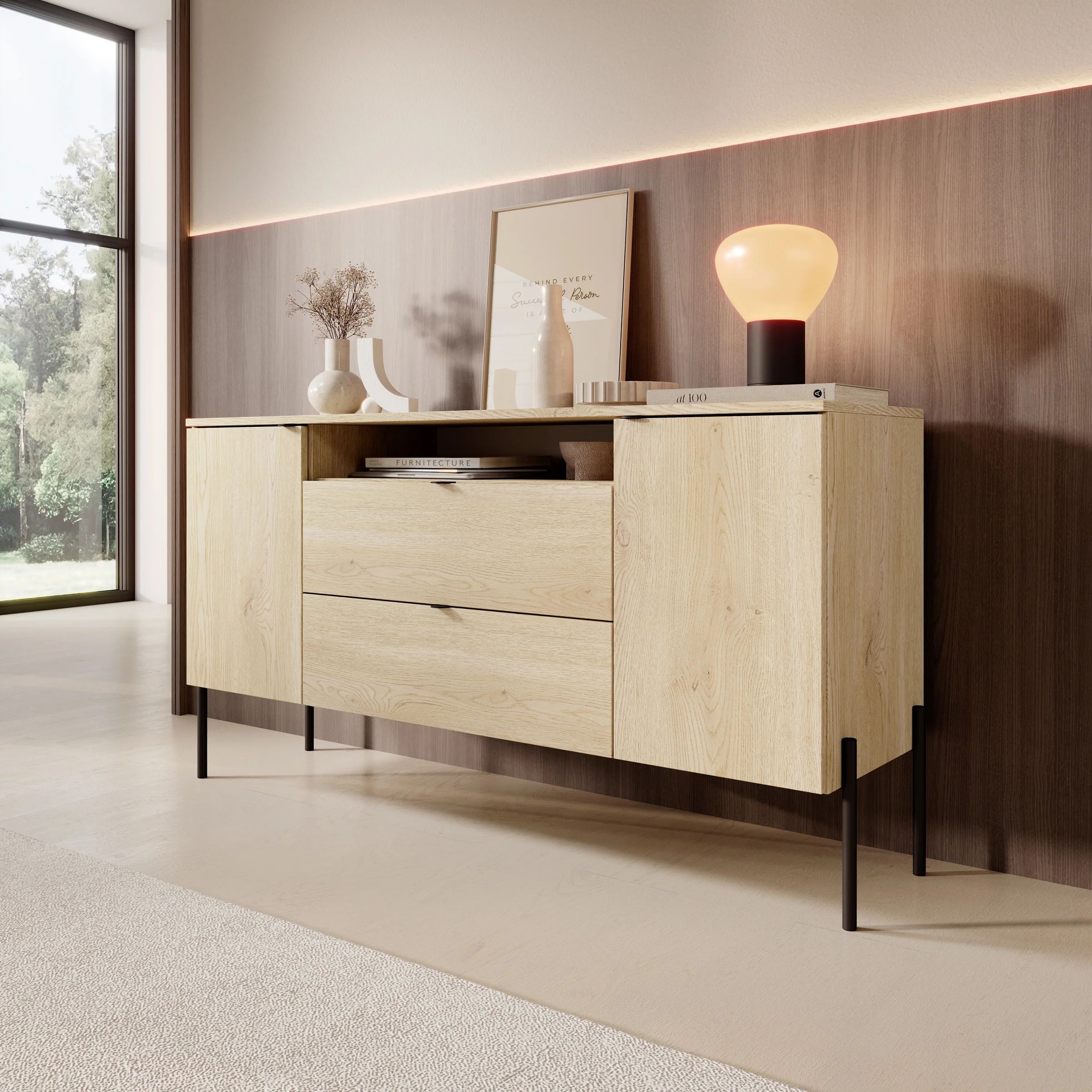 Oriya - Dressoir - Eikenpatroon - 140x40x75 cm