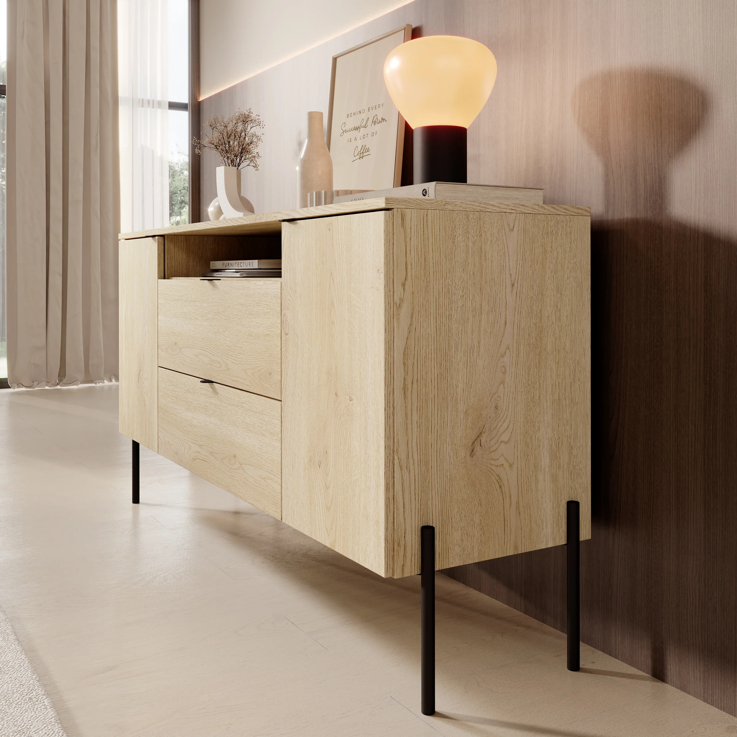 Oriya - Dressoir - Eikenpatroon - 140x40x75 cm - Image 4