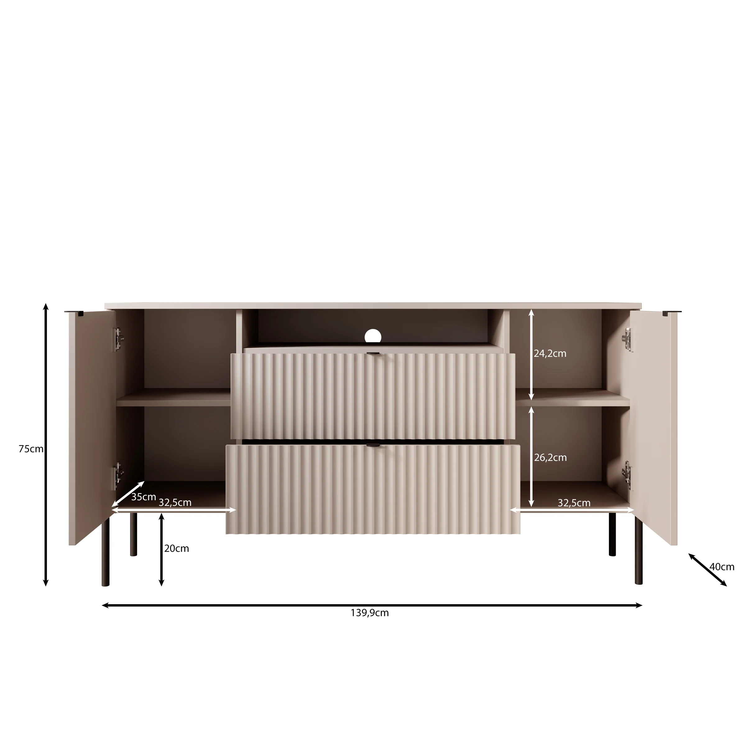Oriya - Dressoir - Eikenpatroon - 140x40x75 cm - Image 6