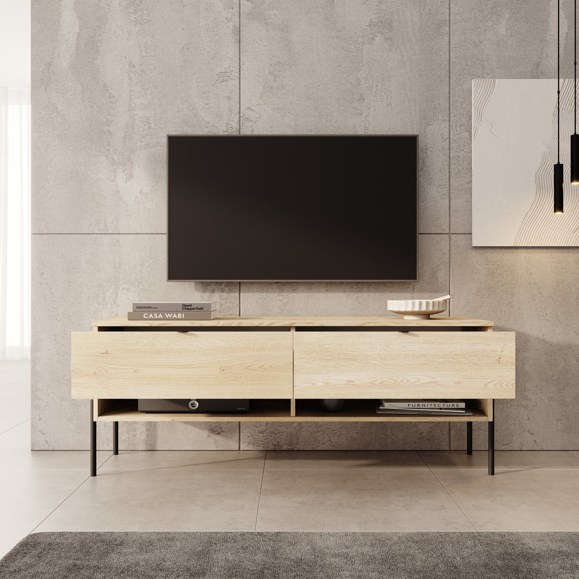 Oriya - TV-Meubel - Eikenpatroon - 140x40x55 cm - Image 2