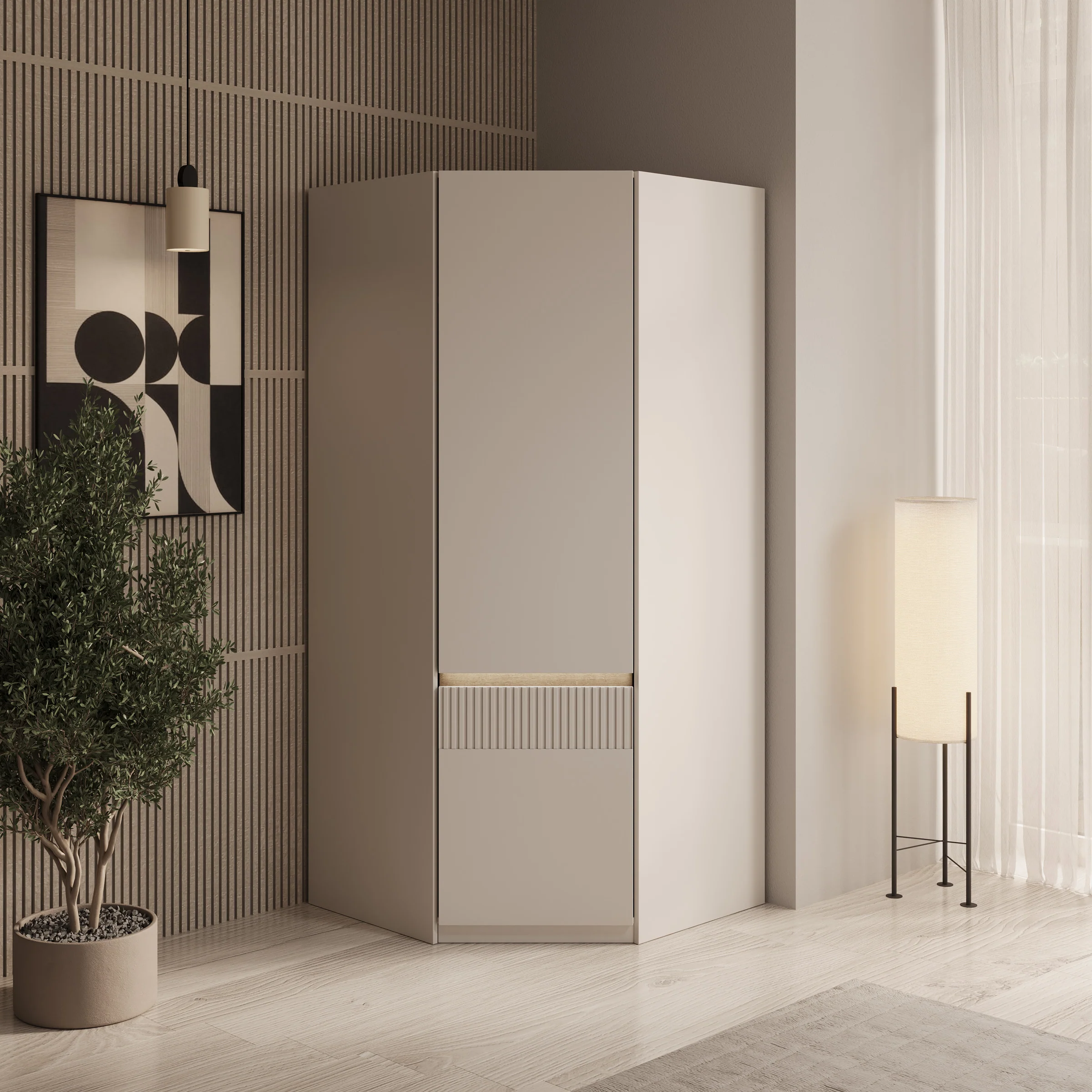 Orlano - Kledingkast hoek - Beige - 89x89x197 cm - Image 3