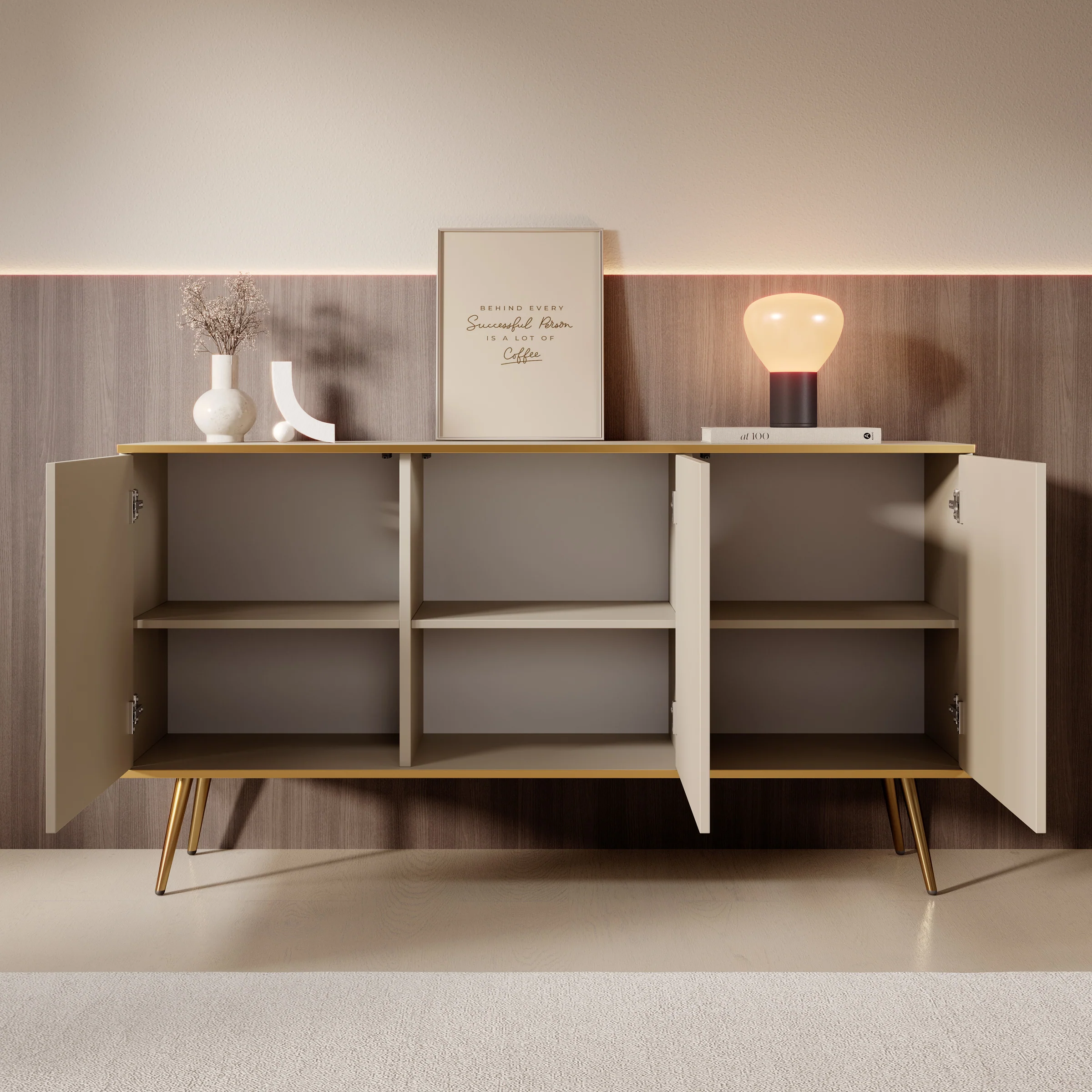 Orleans - Dressoir - Beige - 160x39x85 cm - Image 2