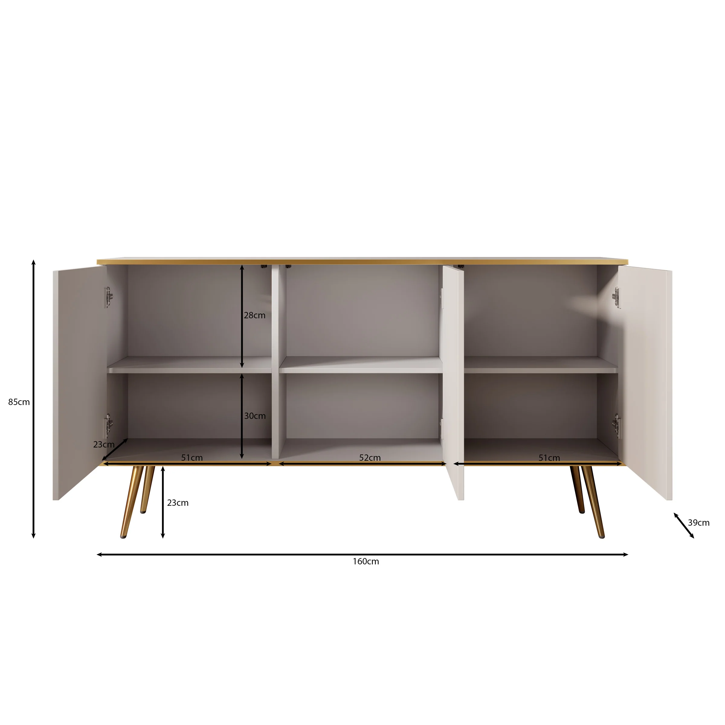 Orleans - Dressoir - Beige - 160x39x85 cm - Image 5