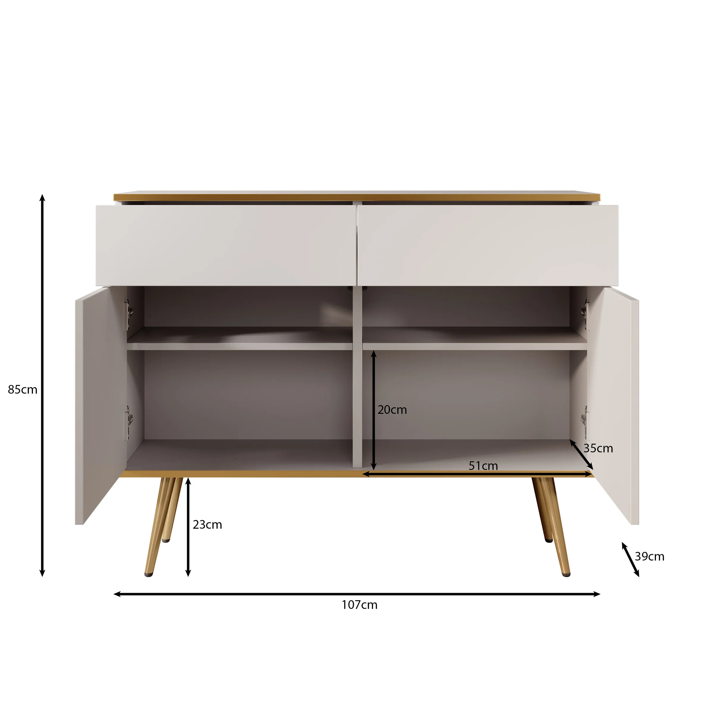 Orleans - Dressoir - Beige - 107x39x85 cm - Image 5