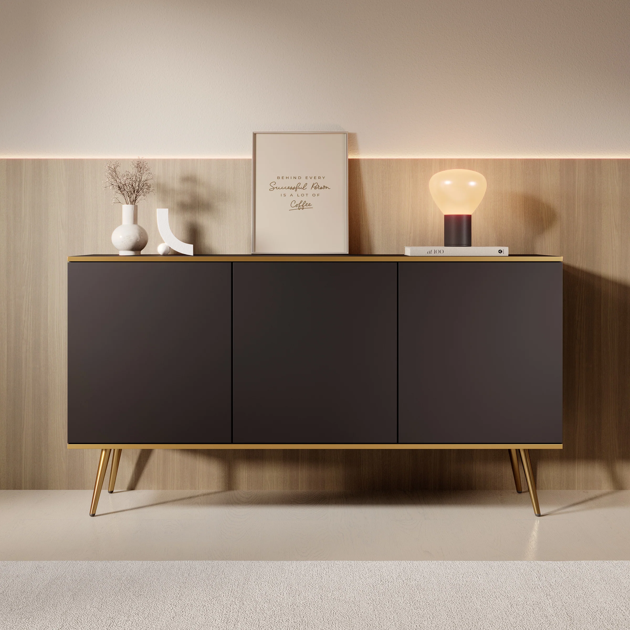 Orleans - Dressoir - Zwart - 160x39x85 cm - Image 3