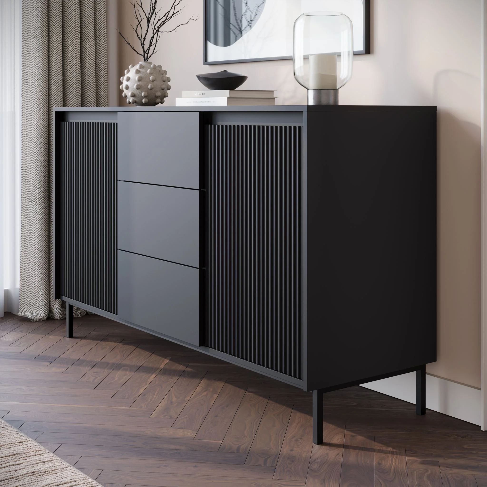 Orvana - Dressoir - Zwart - 153x50x90 cm - Image 4