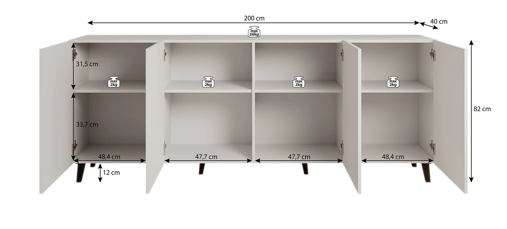 Palamos - Dressoir - Wit - 200x40x82 cm - Image 5