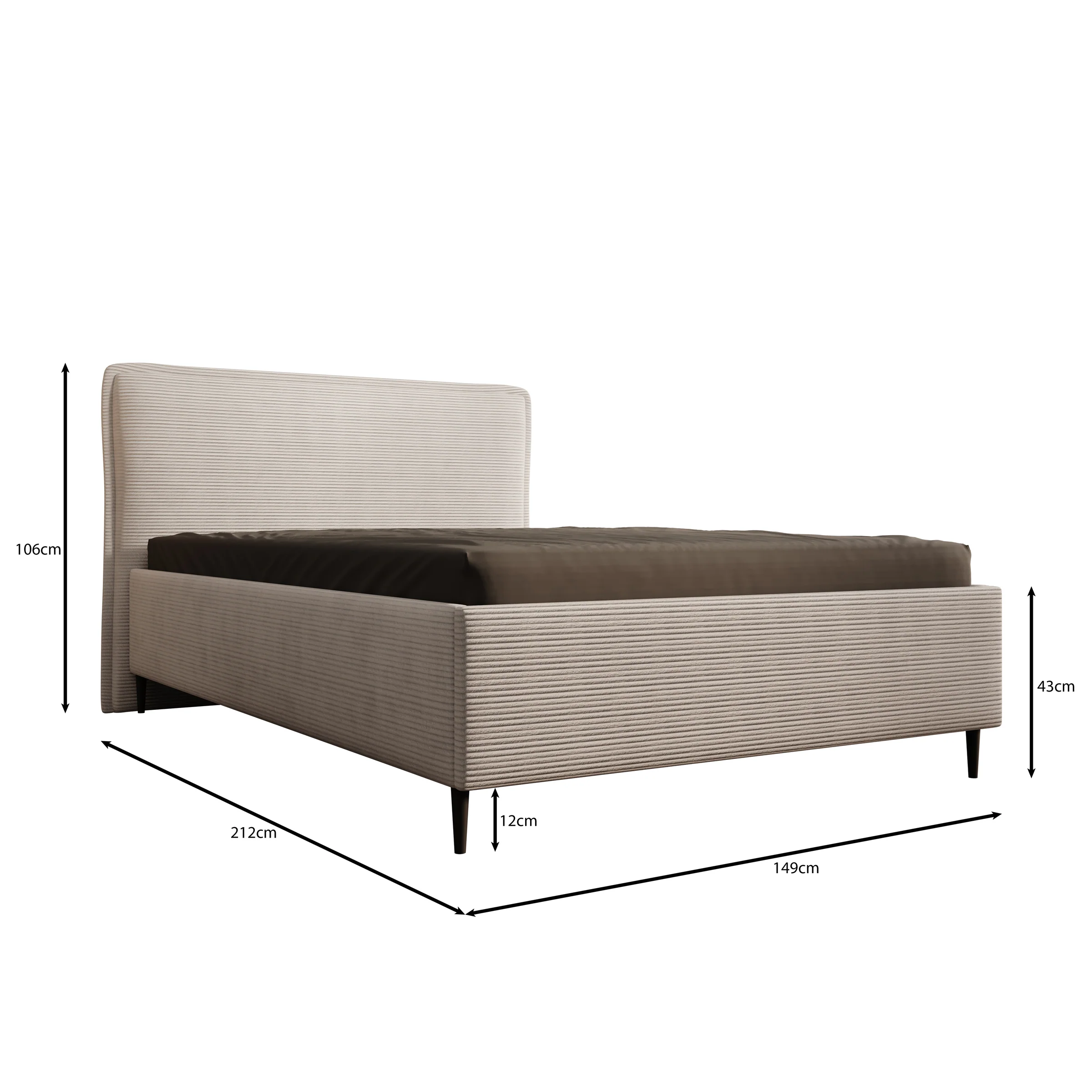 Palawan - Tweepersoonsbed - Ribstof beige - 140x200 cm - Image 4