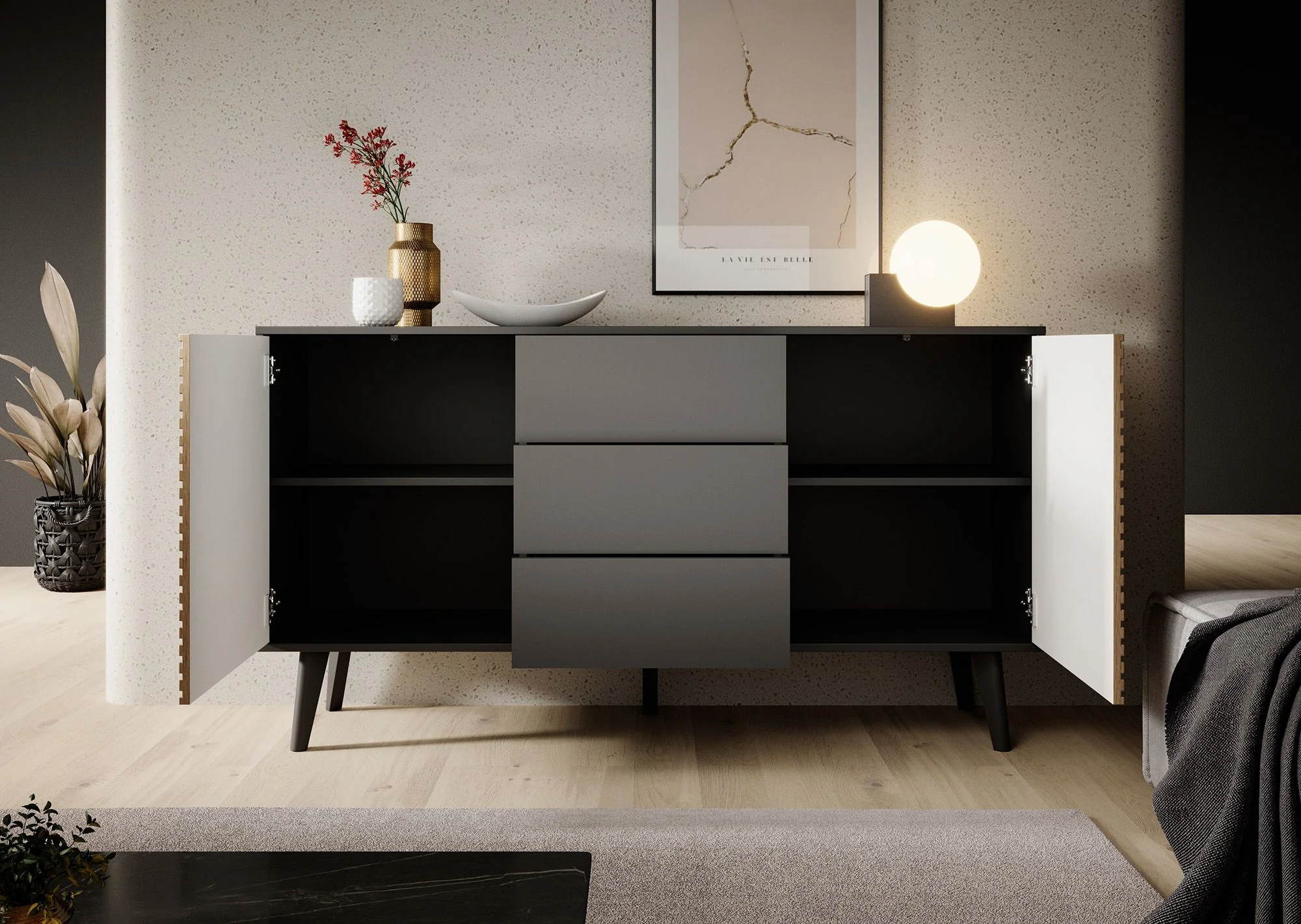 Palladium 3 - Dressoir - Eiken/zwart - 154x39x83 cm - Image 3