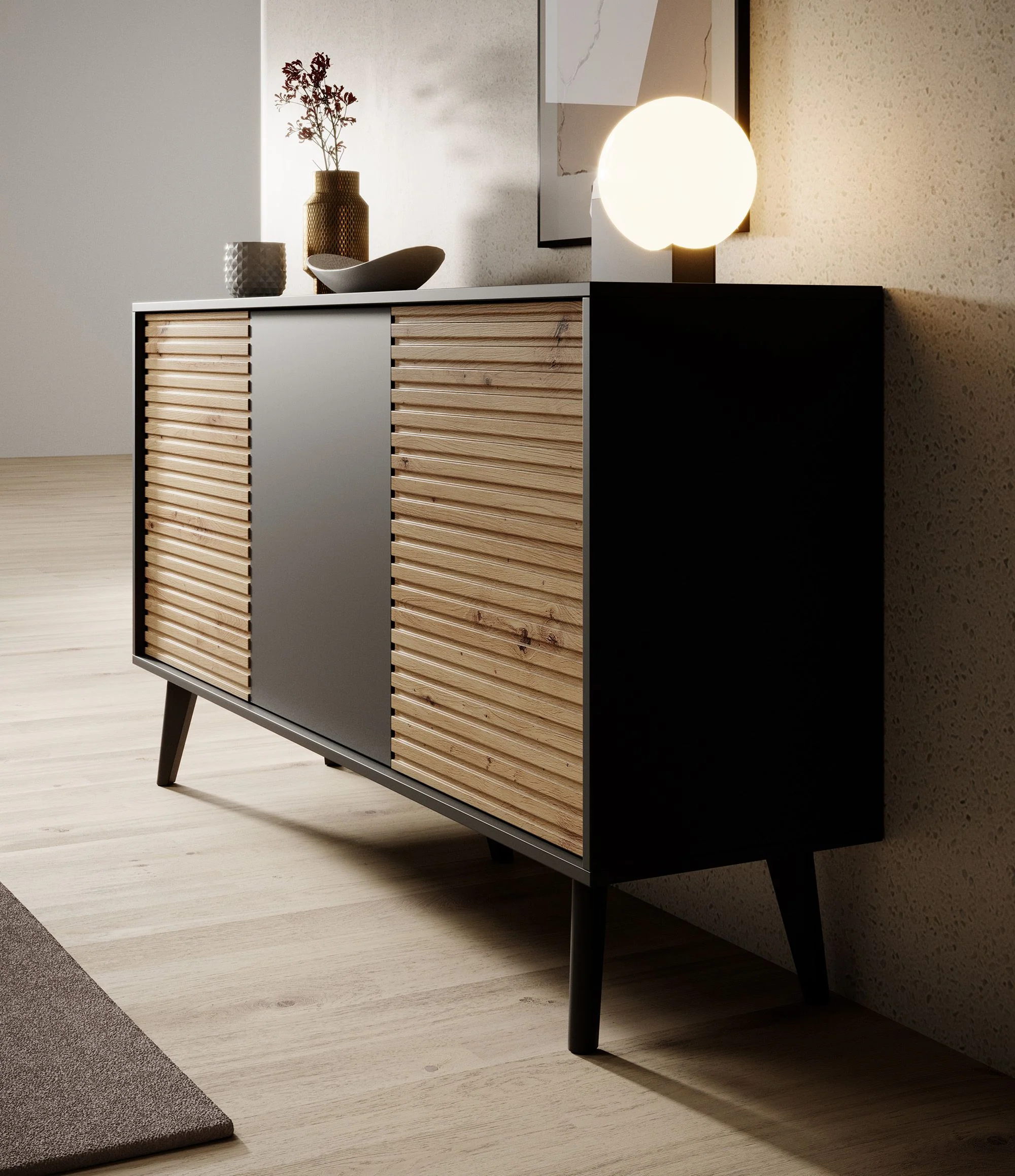 Palladium - Dressoir - Eiken/zwart - 154x39x83 cm - Image 2