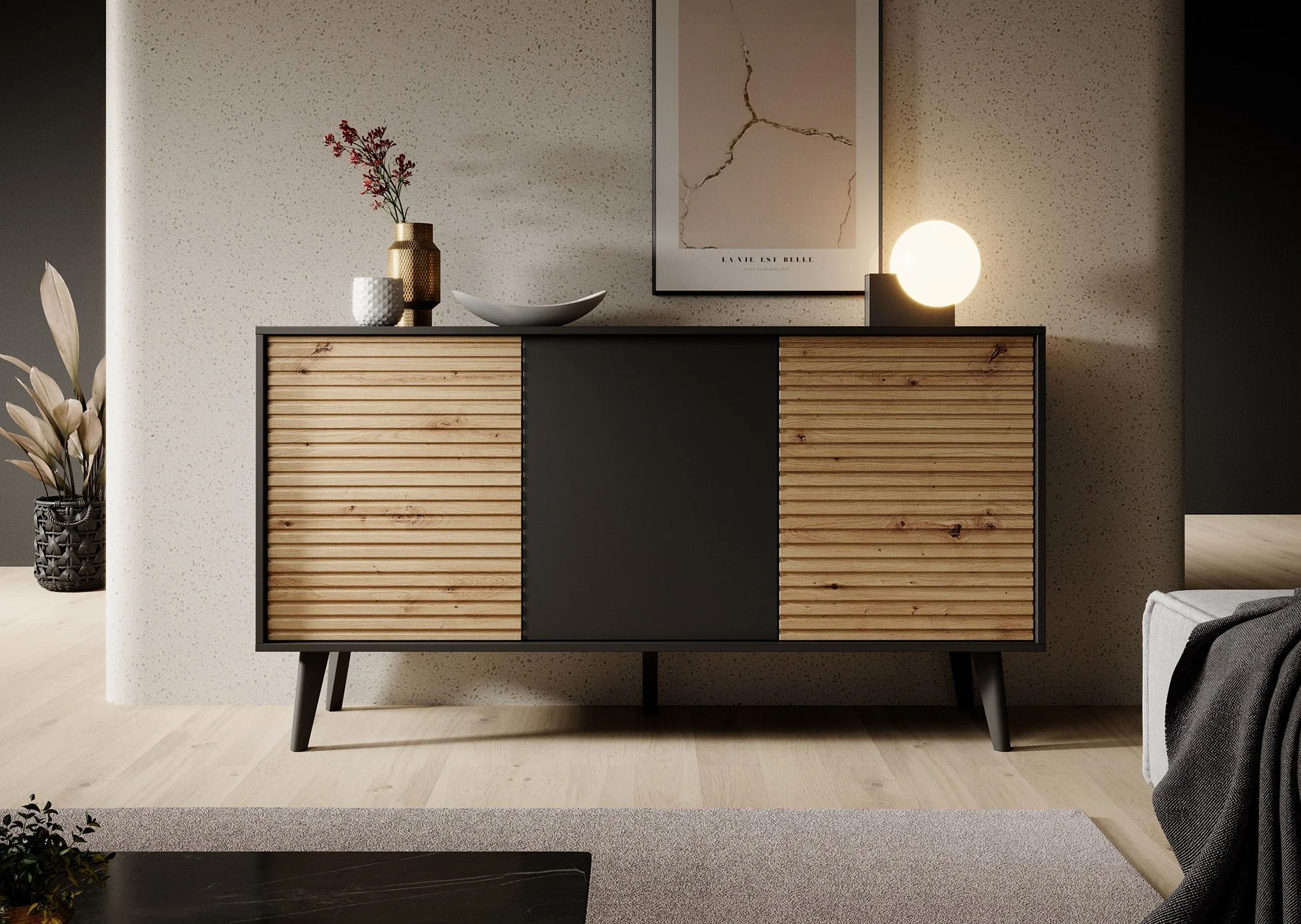 Palladium - Dressoir - Eiken/zwart - 154x39x83 cm - Image 3