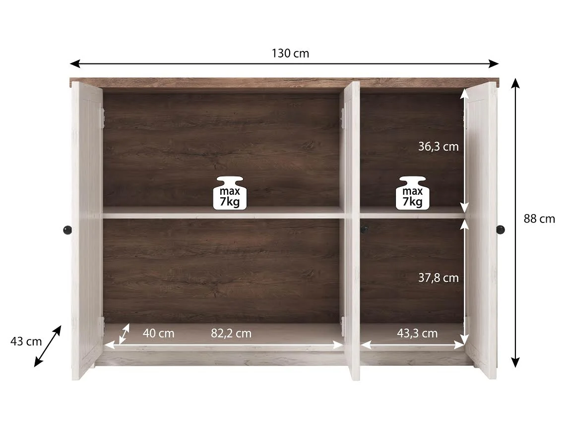 Parello 4 - Dressoir - Wit/eiken - 130x43x88 cm - Image 4