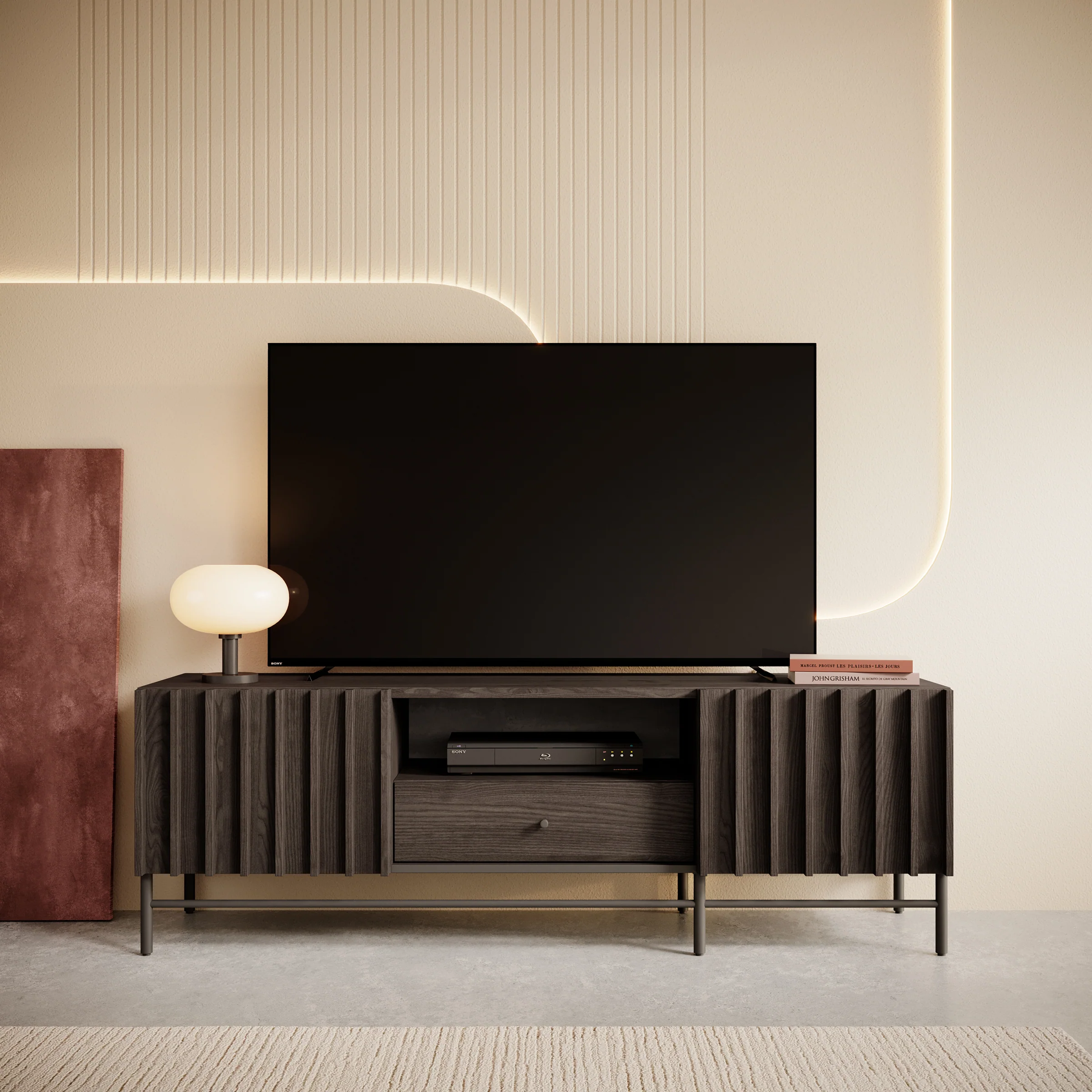 Paz - TV-Meubel met 2 deuren - Donker eiken - 165 cm - Image 3