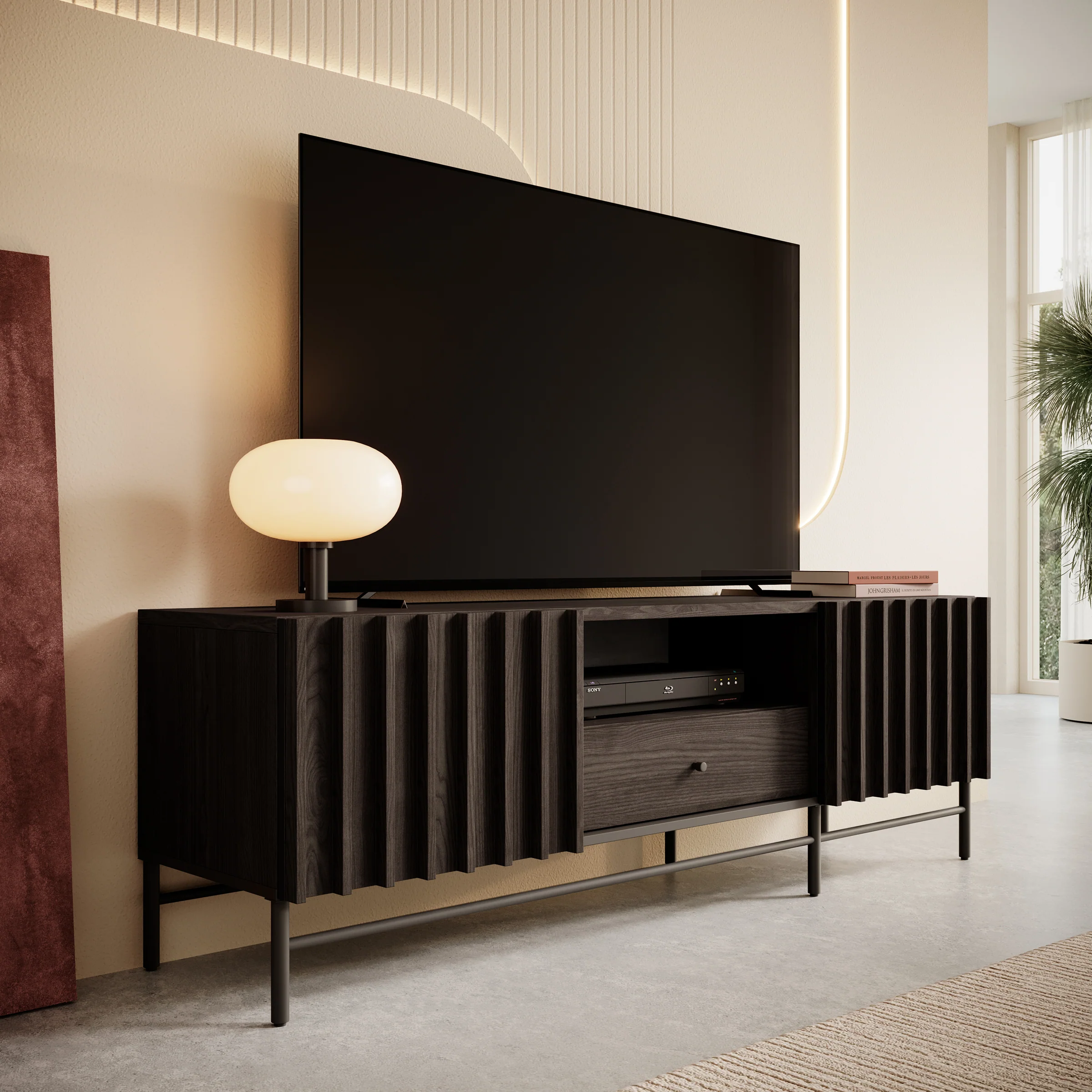 Paz - TV-Meubel met 2 deuren - Donker eiken - 165 cm - Image 4