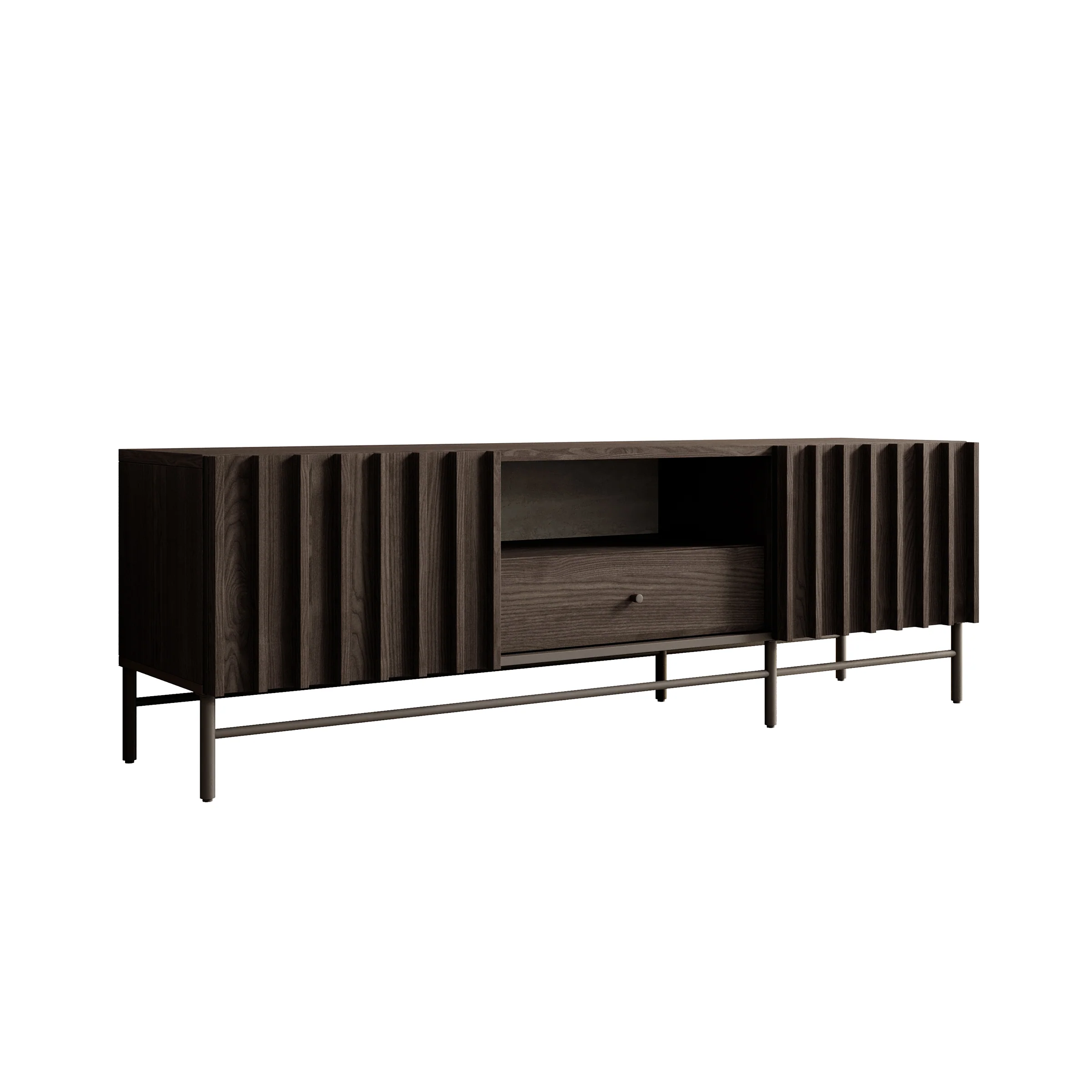 Paz - TV-Meubel met 2 deuren - Donker eiken - 165 cm - Image 6