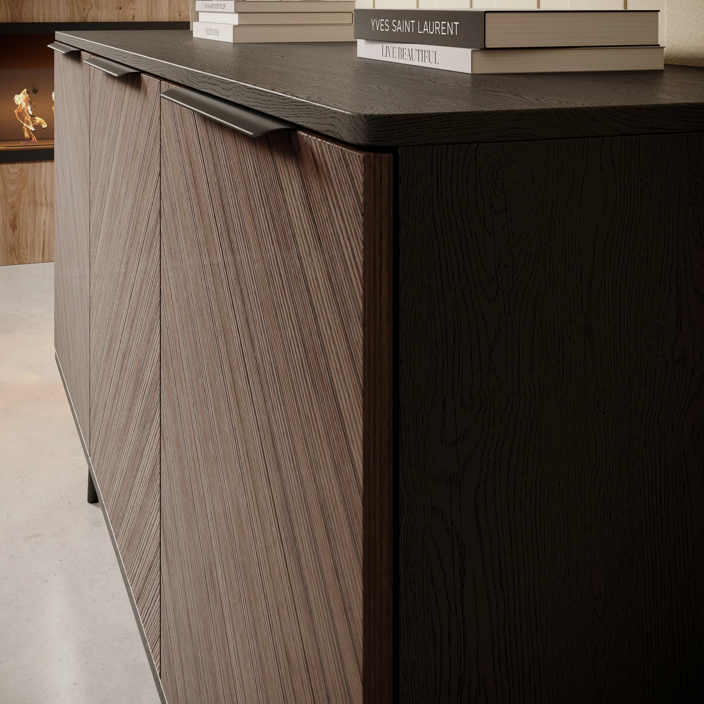 Pedro - Dressoir - Donker eiken/zwart - 150x41x80 cm - Image 5