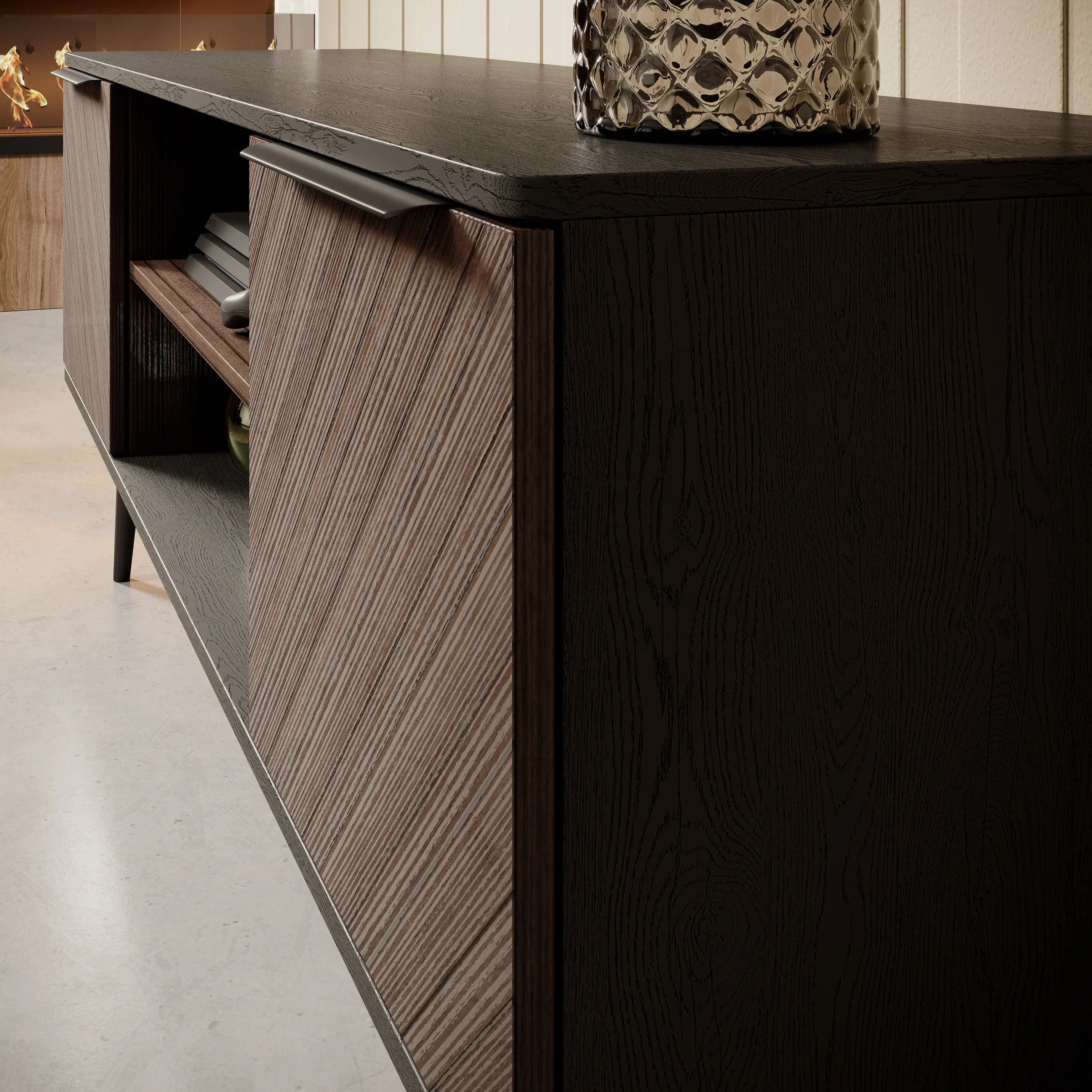 Pedro - TV-Meubel - Donker eiken/zwart eiken - 150 cm - Image 5