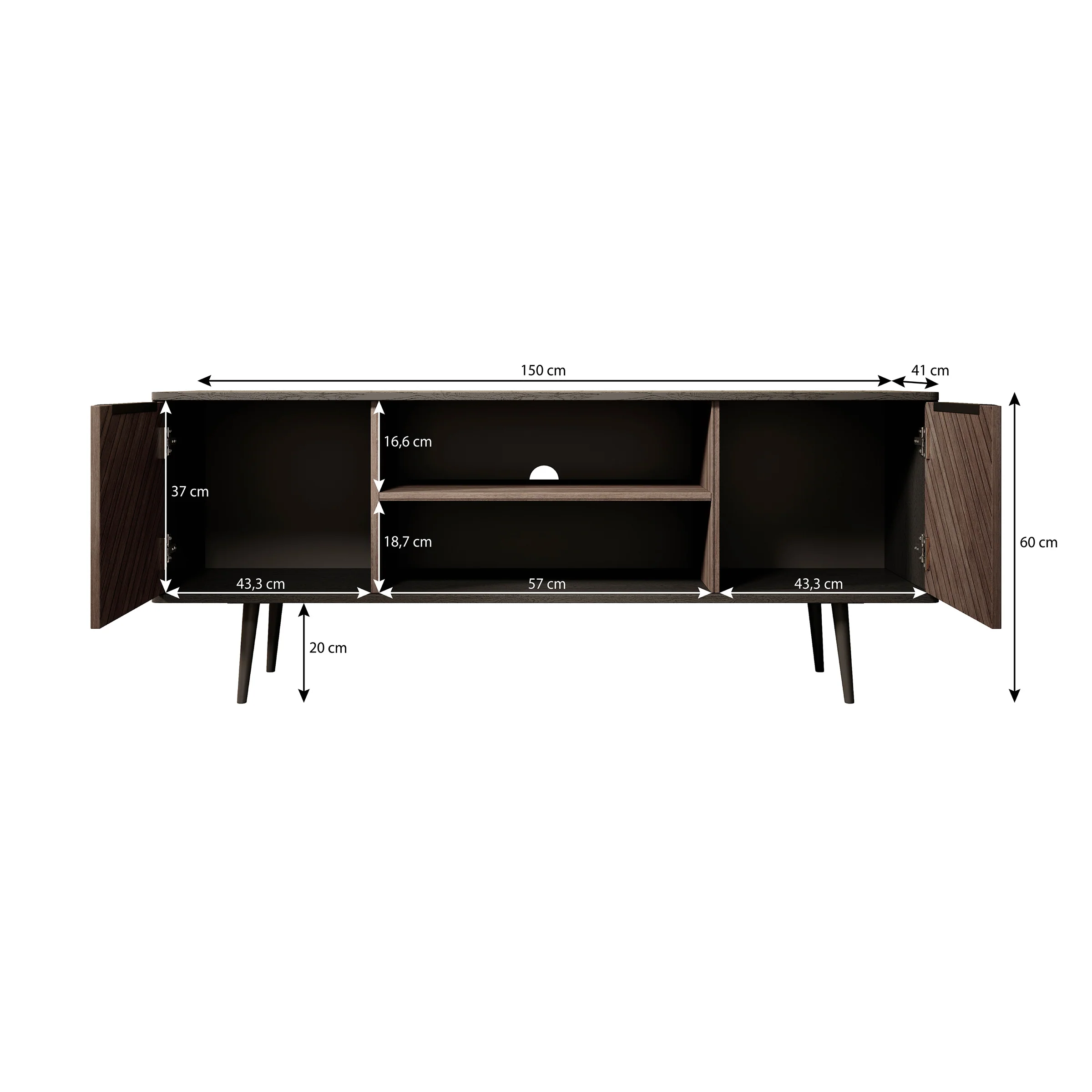 Pedro - TV-Meubel - Donker eiken/zwart eiken - 150 cm - Image 6
