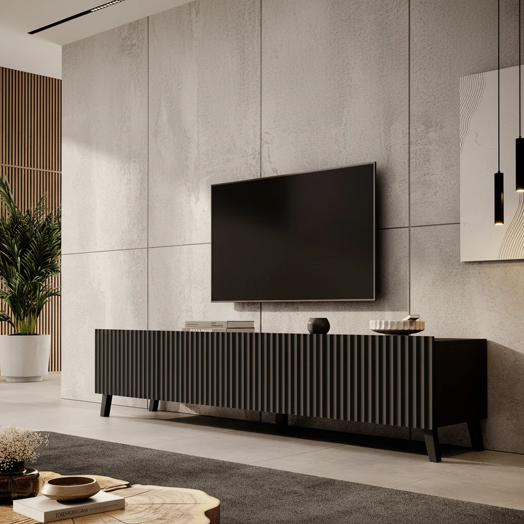 Pepinos 2 - TV-Meubel - Mat zwart - 200x42x44 cm