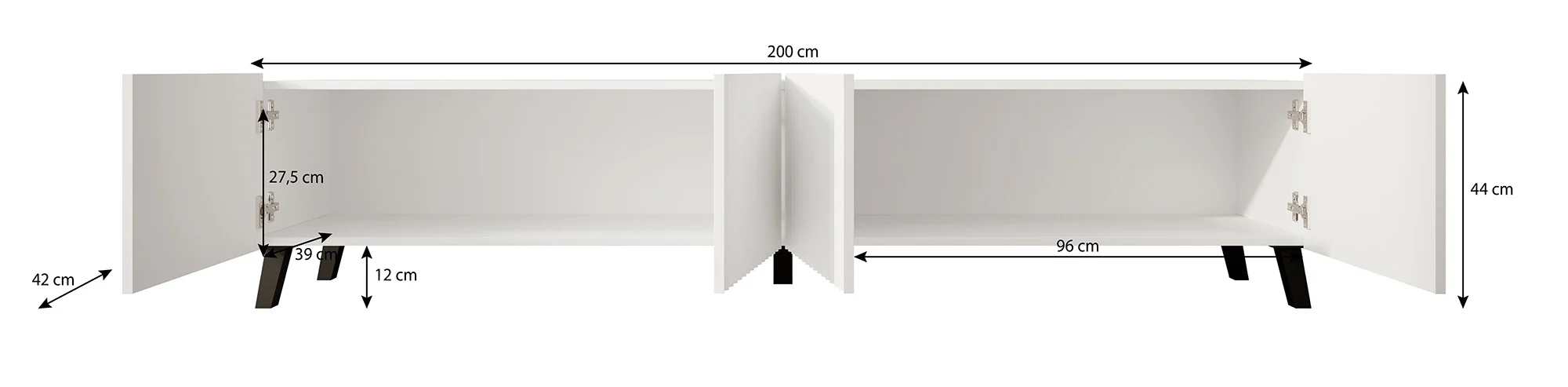 Pepinos 2 - TV-Meubel - Mat zwart - 200x42x44 cm - Image 5