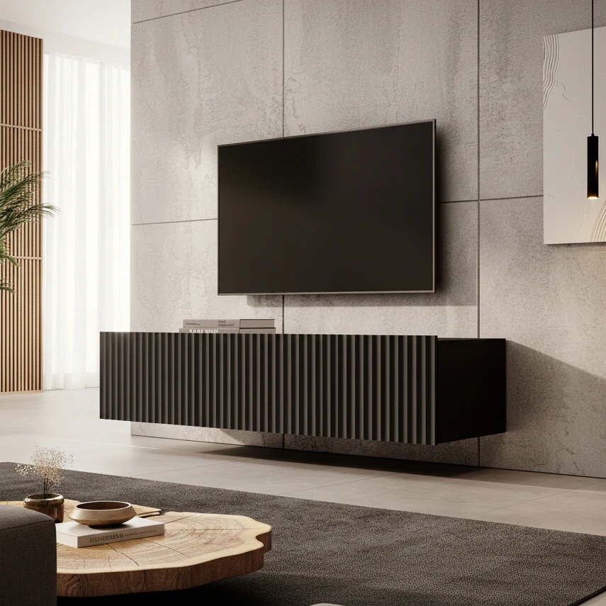 Pepinos - TV-Meubel - Mat zwart - 150x42x33 cm