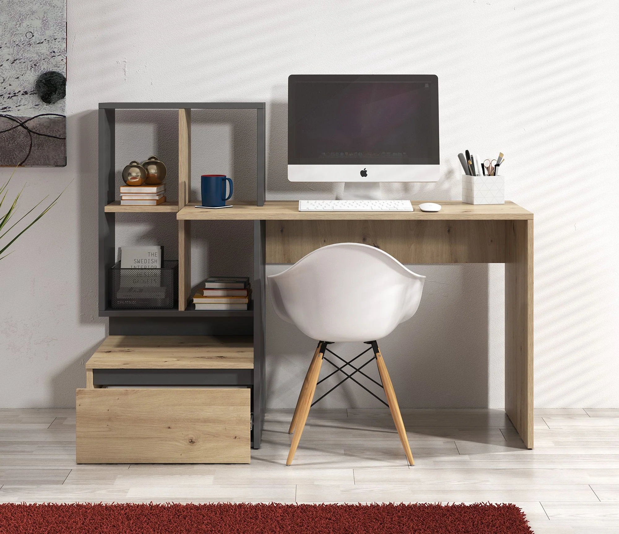 Pierre 2 - Bureau - Eiken/antraciet - 145x52 cm - Image 3