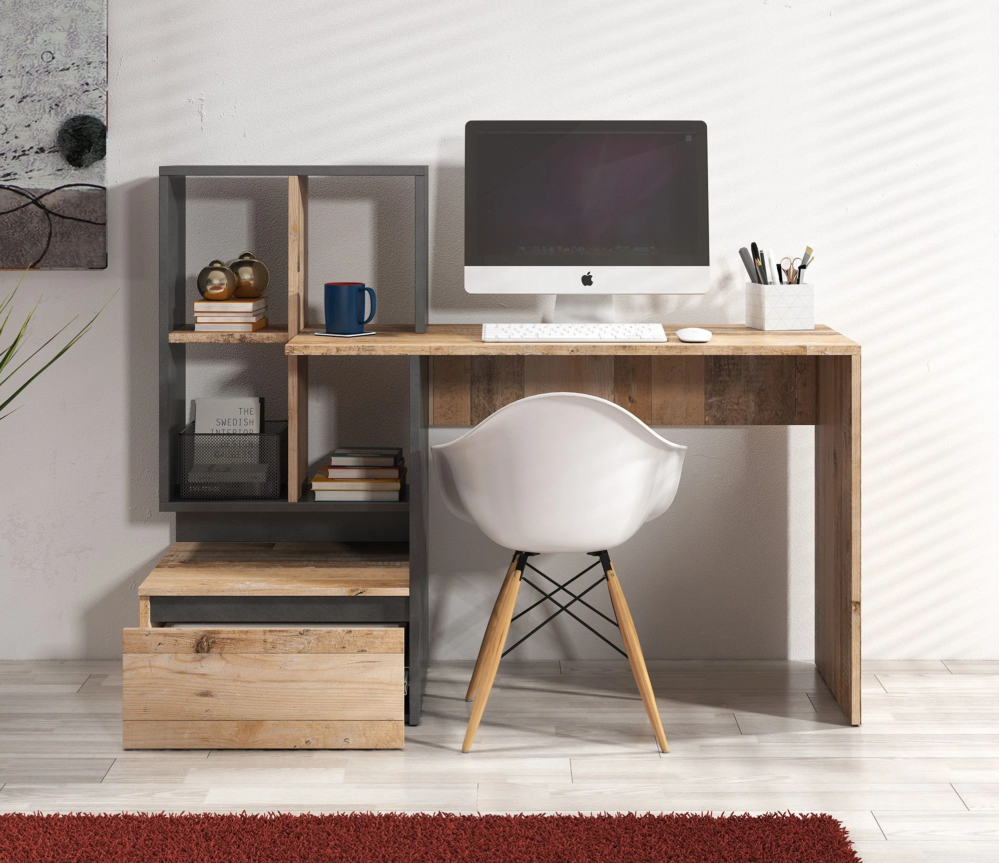Pierre 2 - Bureau - Licht eiken/antraciet - 145x52 cm - Image 3