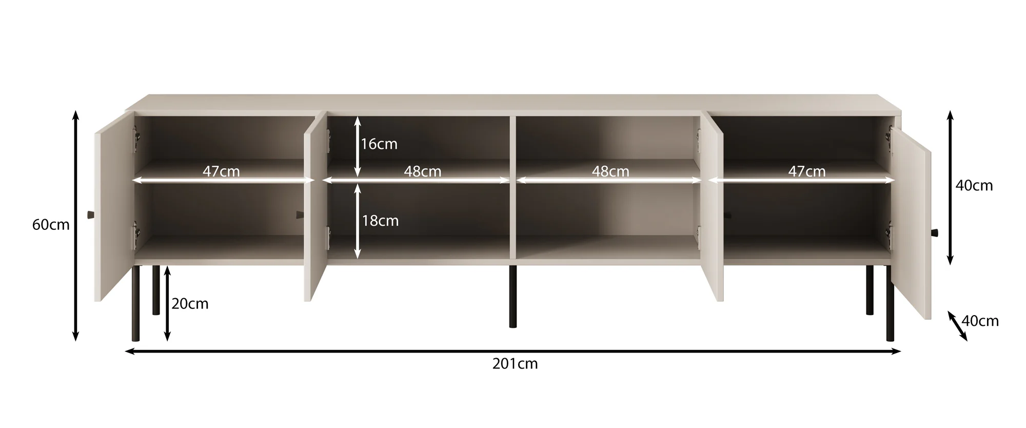 Pierson - TV-Meubel - Zwart - 201 cm - Image 5