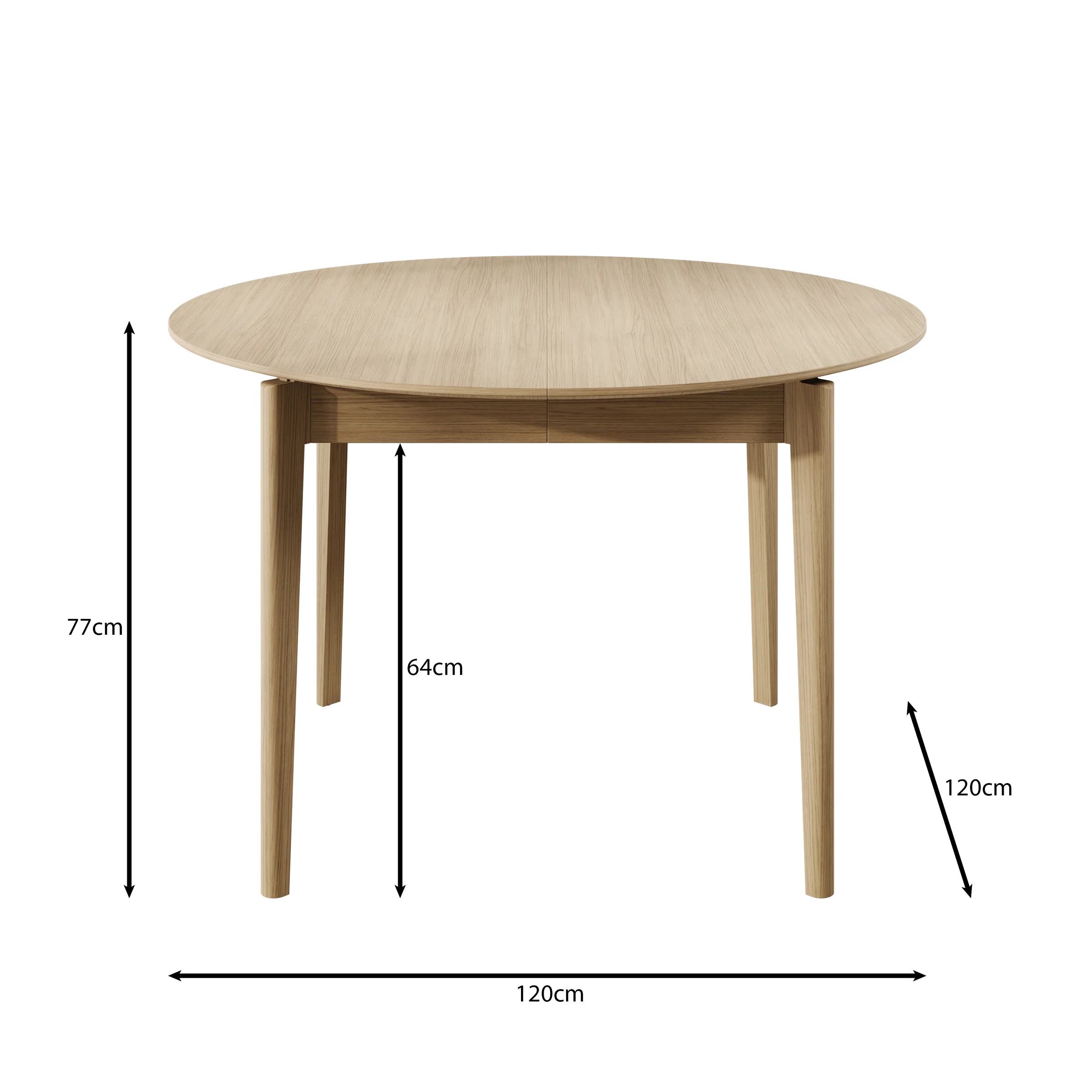 Portino - Eetkamertafel - Donker eiken - 120-240x120x77 cm - Image 7