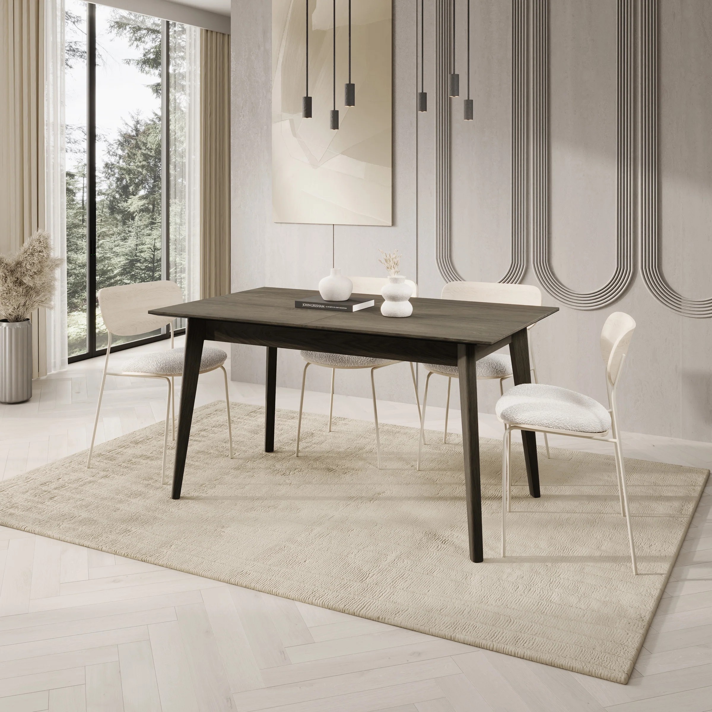 Portino - Eetkamertafel - Donker eiken - 145-220x85x77 cm - Image 2