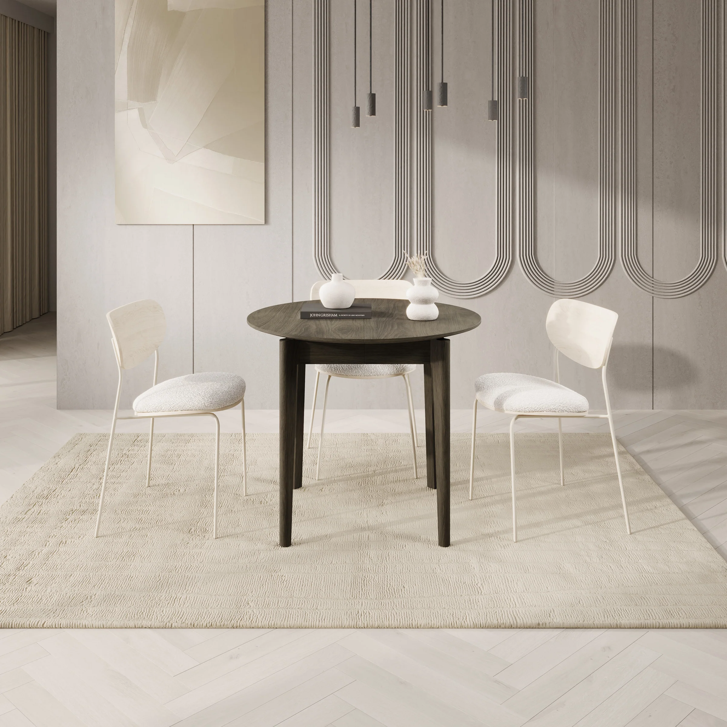 Portino - Eetkamertafel - Donker eiken - 90-210x90x77 cm - Image 3