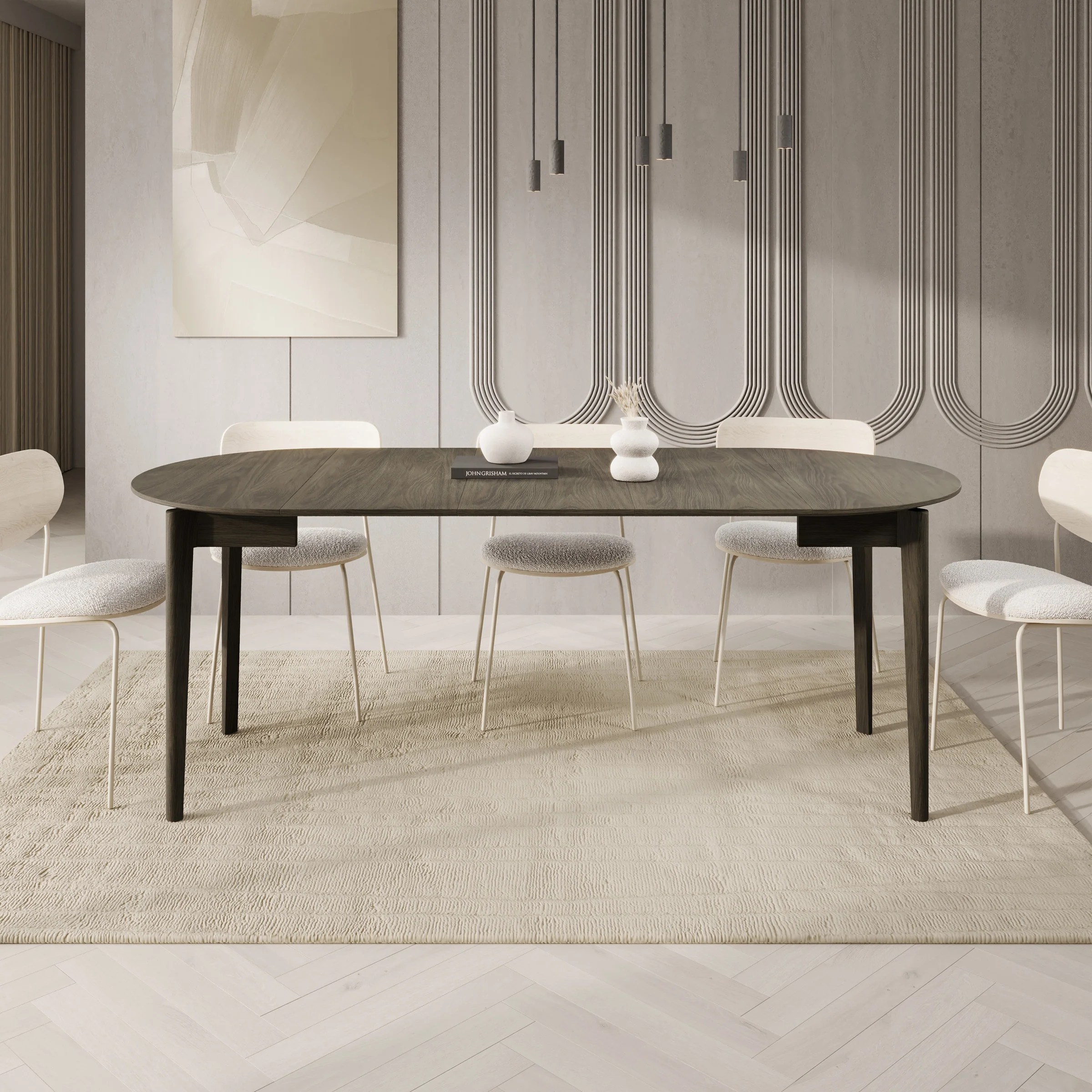 Portino - Eetkamertafel - Donker eiken - 90-210x90x77 cm - Image 4