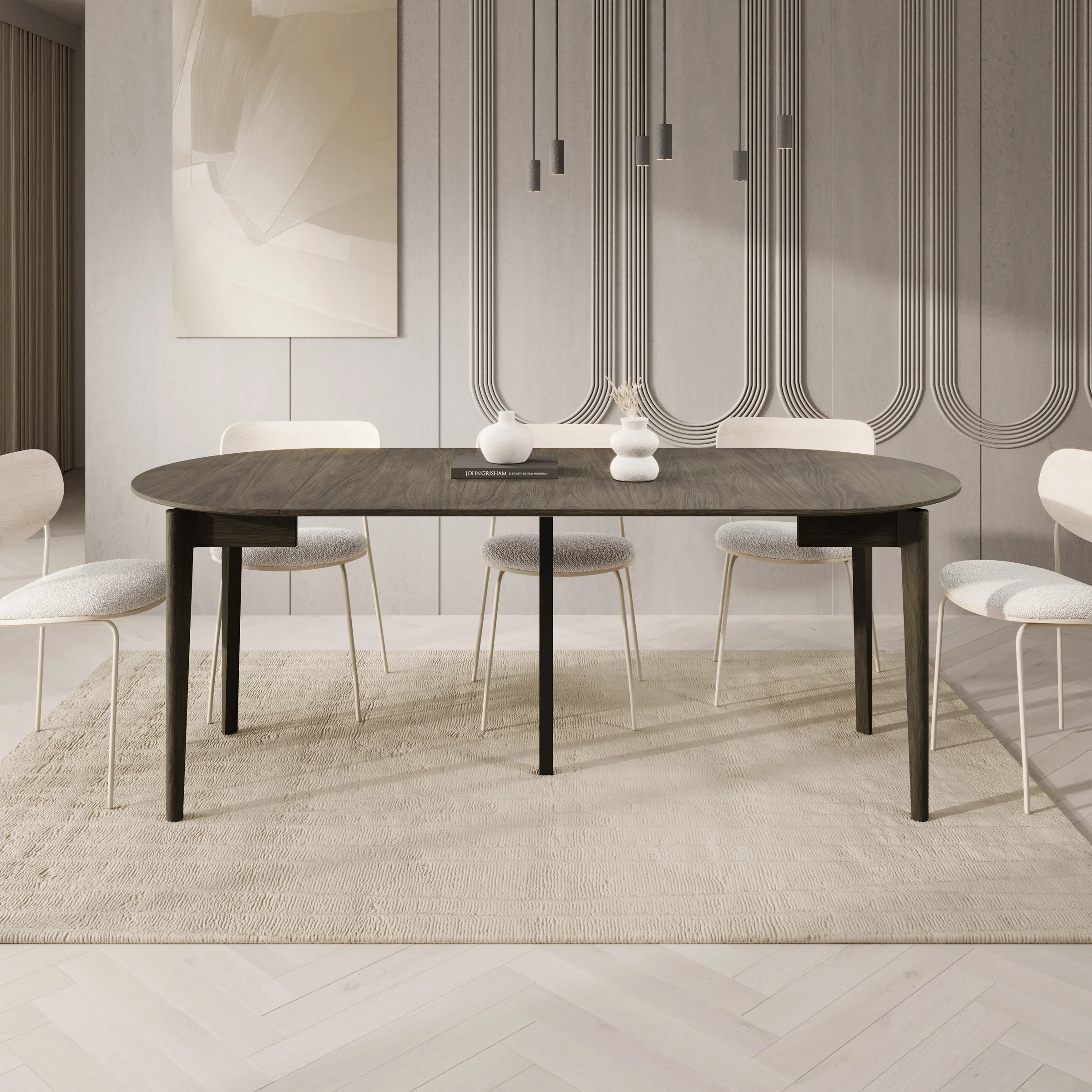 Portino - Eetkamertafel - Donker eiken - 90-210x90x77 cm - Image 5