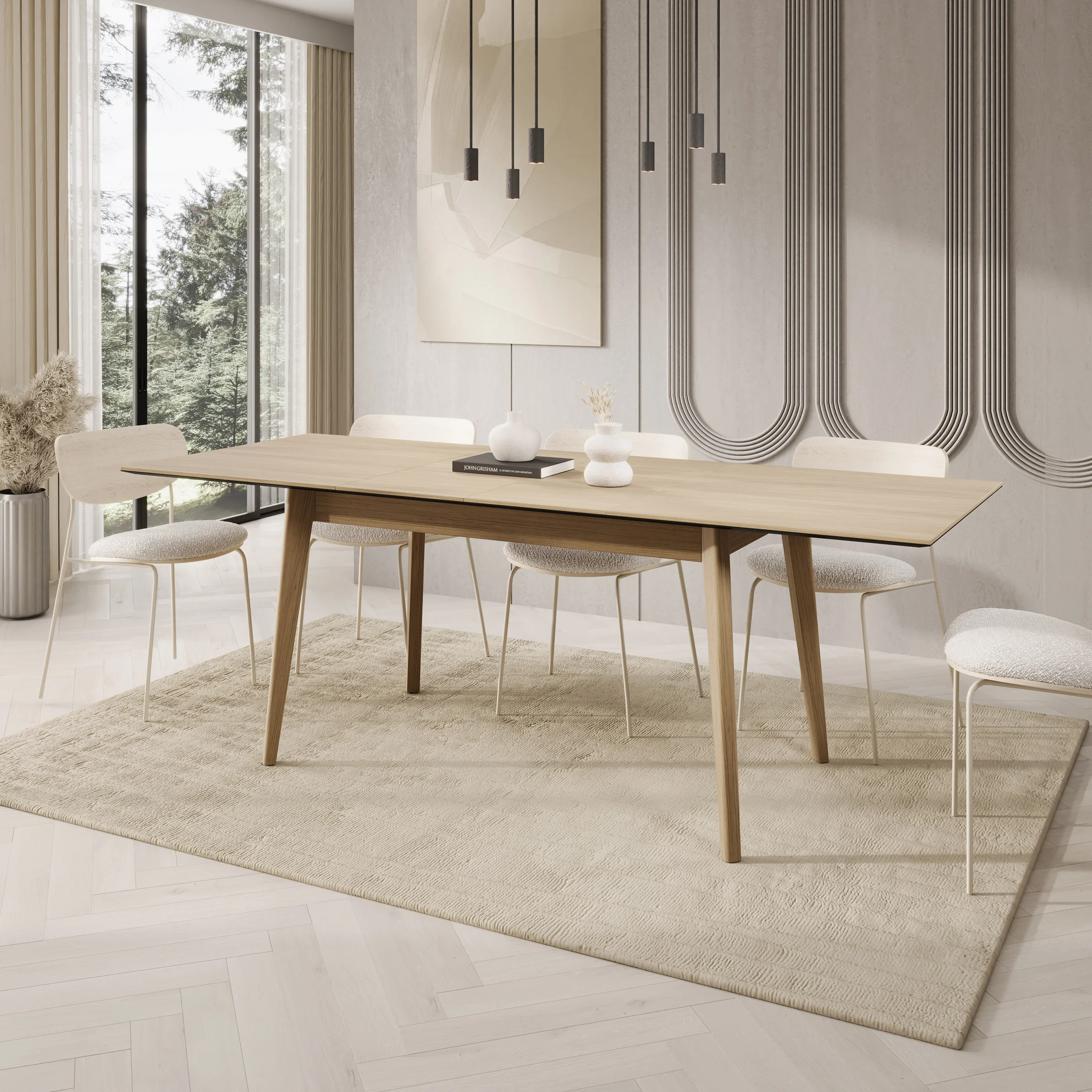 Portino - Eetkamertafel - Licht eiken - 145-220x85x77cm