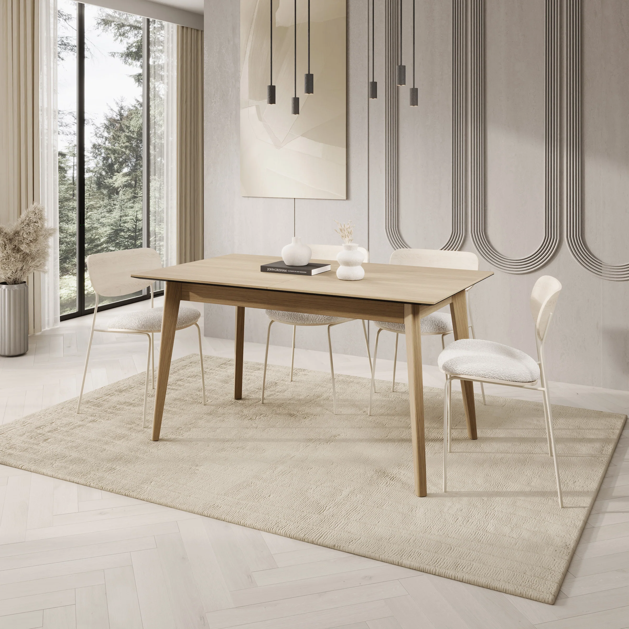 Portino - Eetkamertafel - Licht eiken - 145-220x85x77cm - Image 2